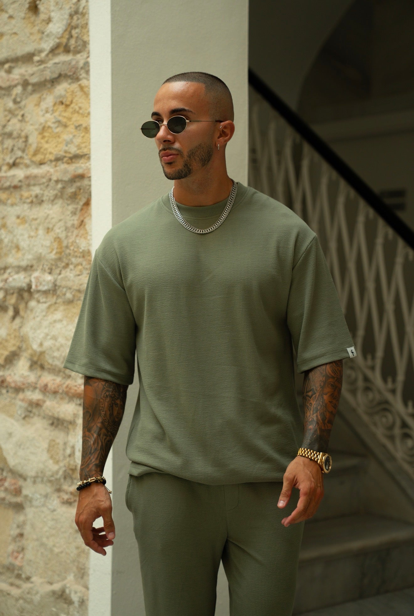 Jersey Cord Olive Oversized T-Shirt - FSR104