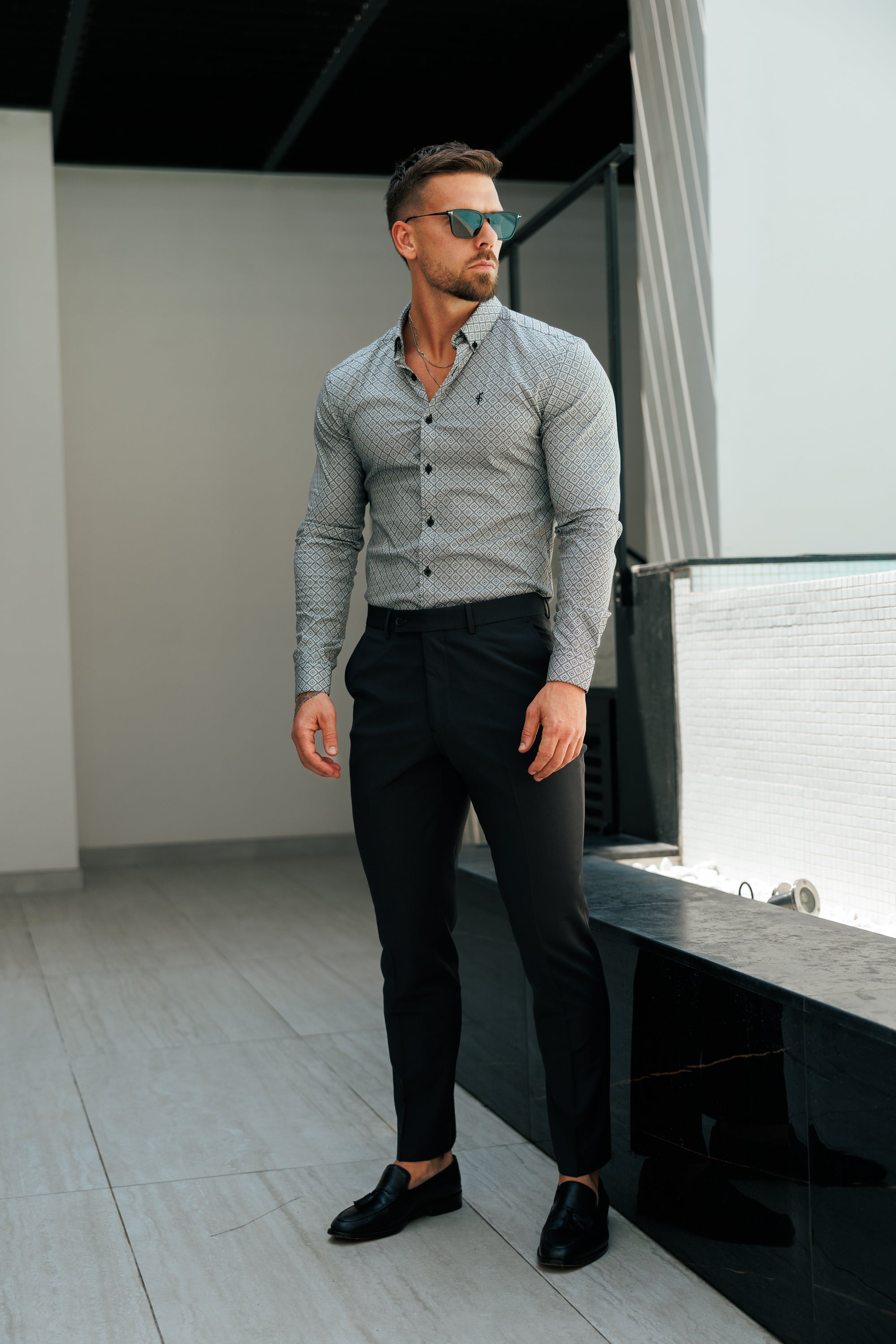 Relaxed Formal Black Stretch Trousers - FSTR020 RELAXED