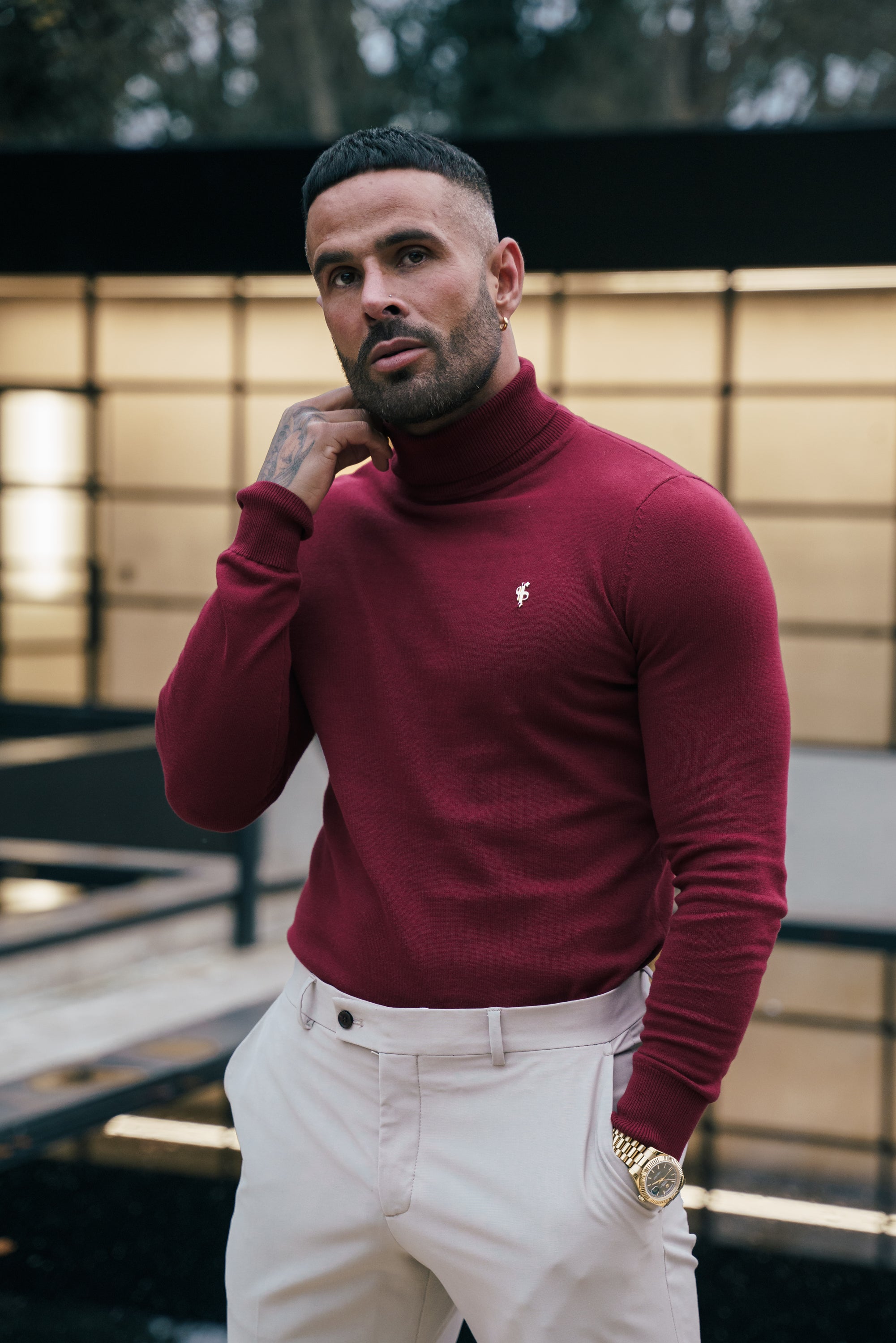 FS Brick Red Roll Neck Knitted Jumper With FS Branding -  FSN203