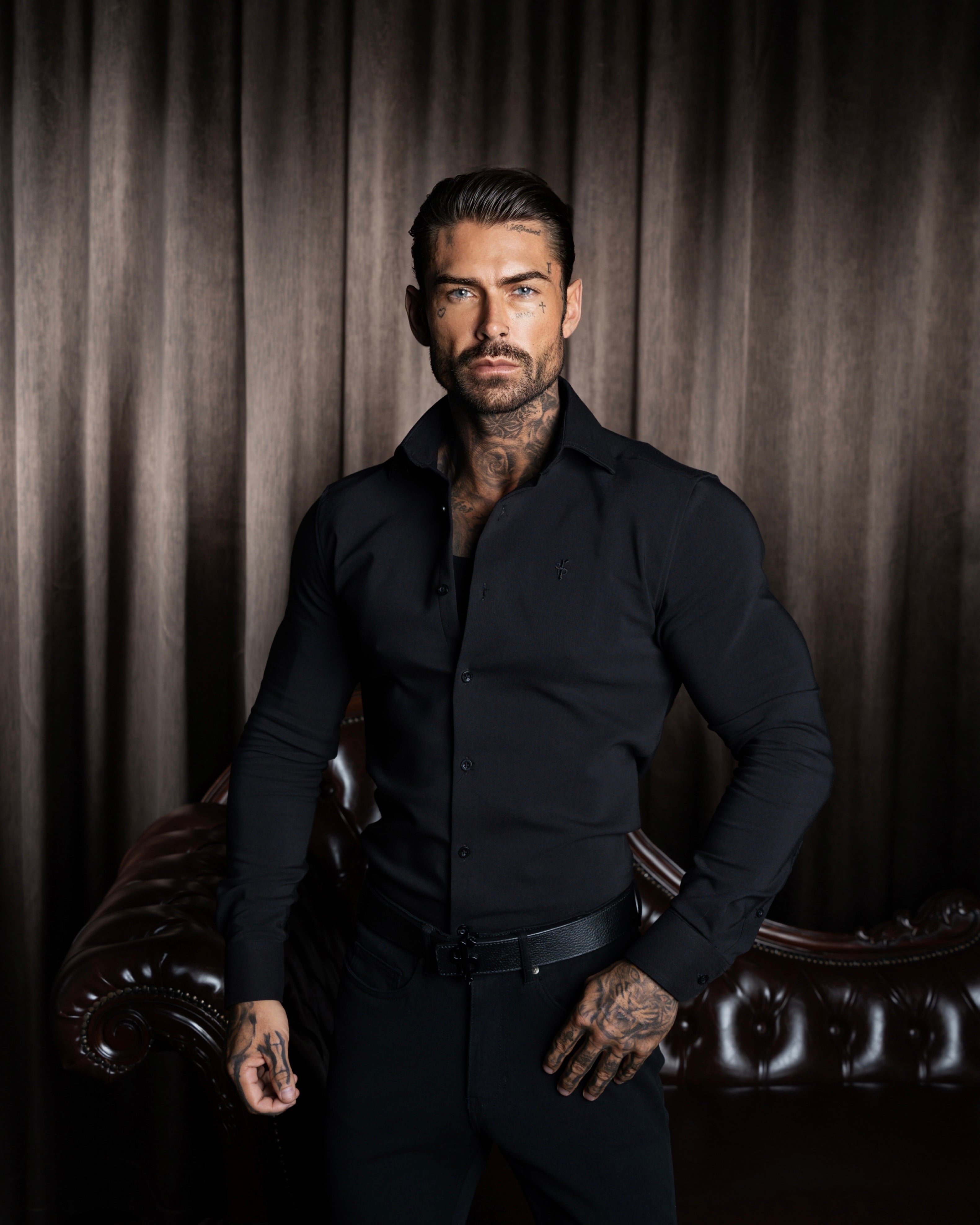 Classic Scuba Black Long Sleeve Stretch with Cutaway Collar - FS1241