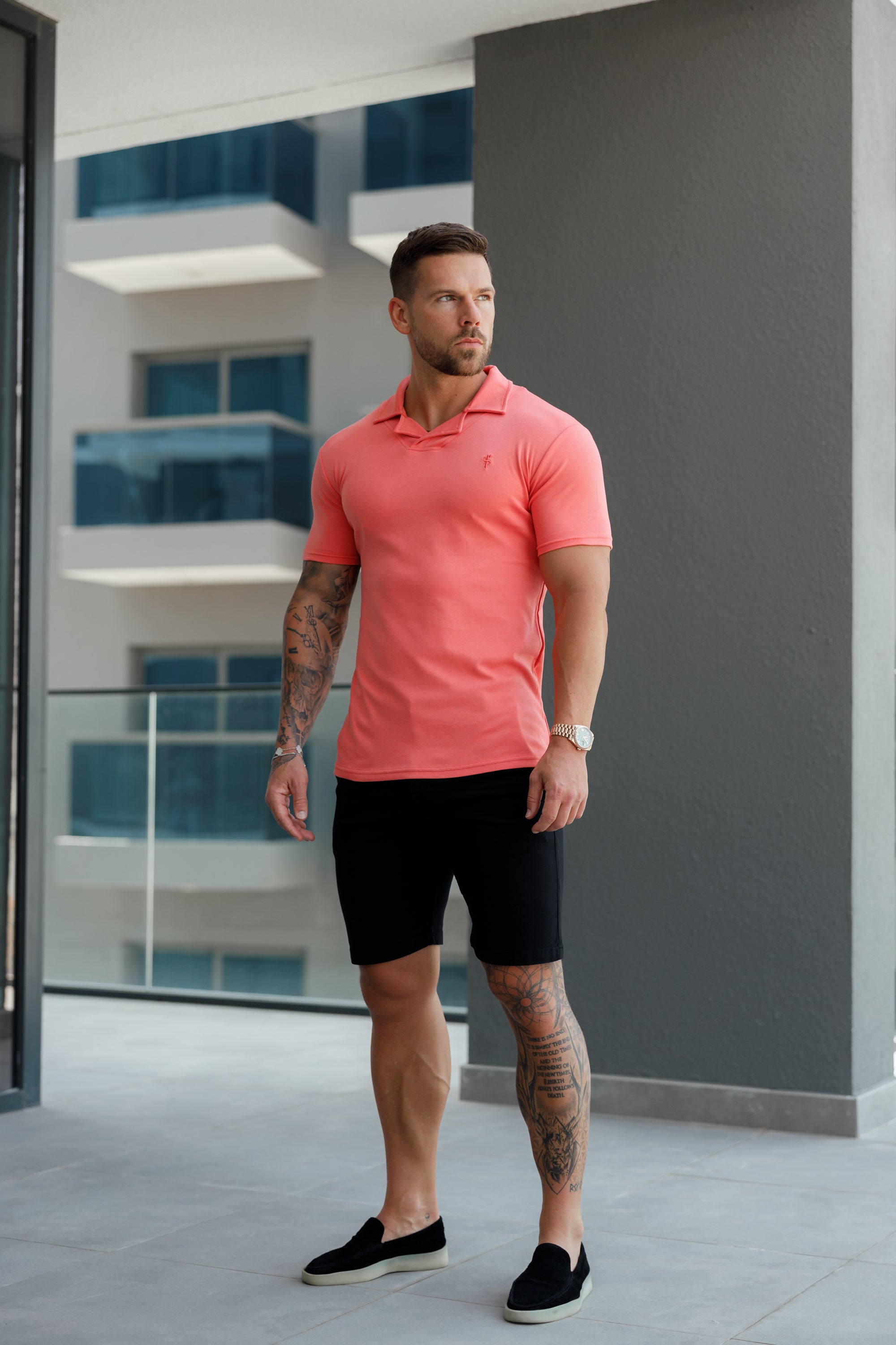 Classic Coral Polo Shirt With Revere Collar - FSH1066