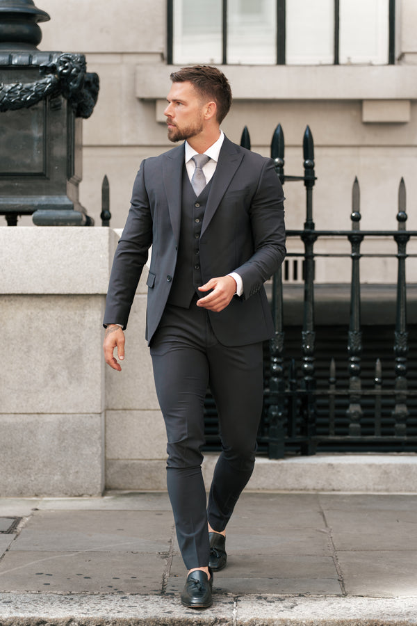 Father Sons Slim Formal Suit Jacket Charcoal - FSJKT014