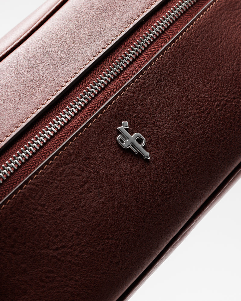 Father Sons Dark Tan Leather Wash Bag - FSH1393