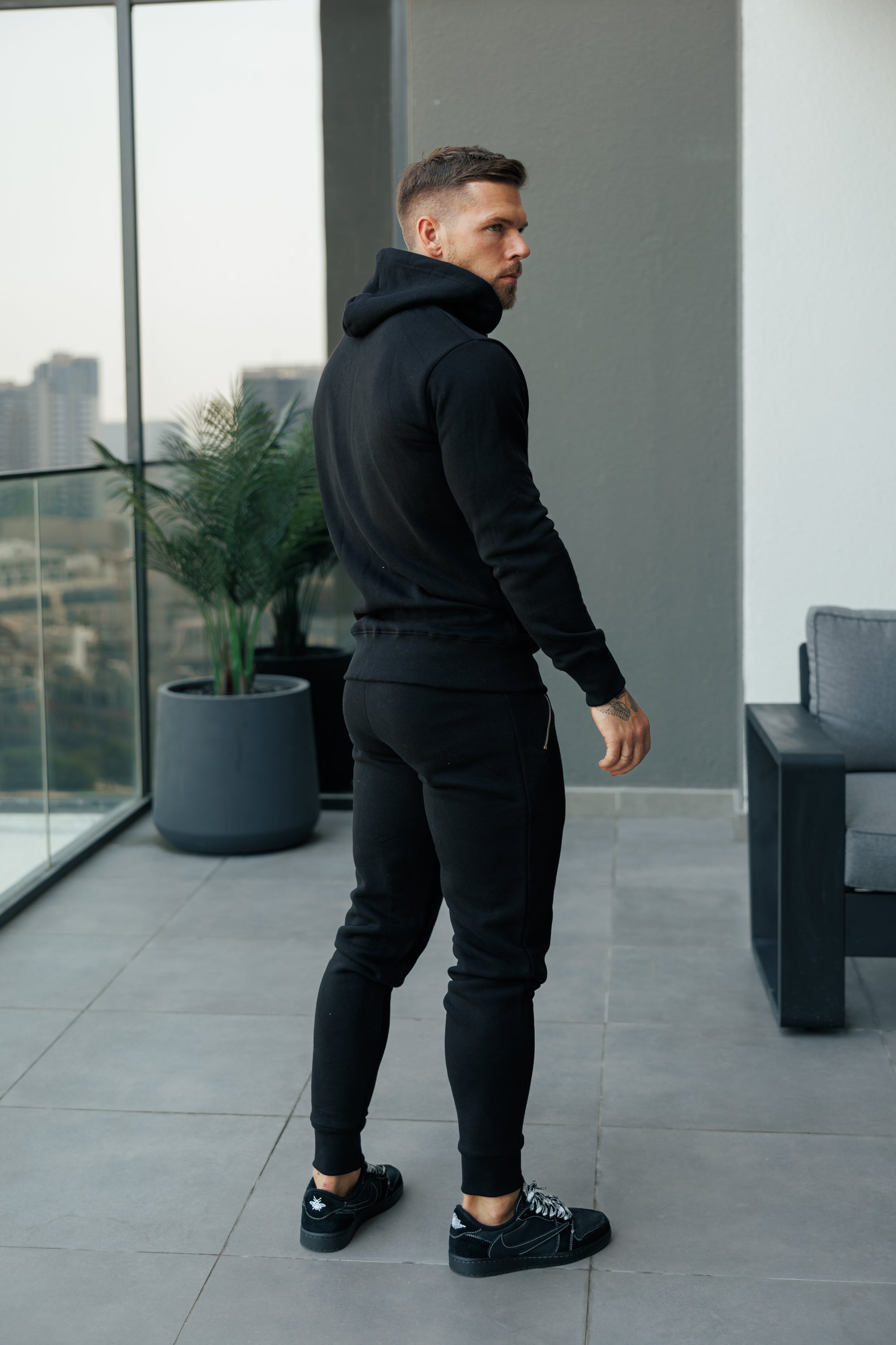 Black / Silver Full Zip Hoodie with Pockets - FSH1247