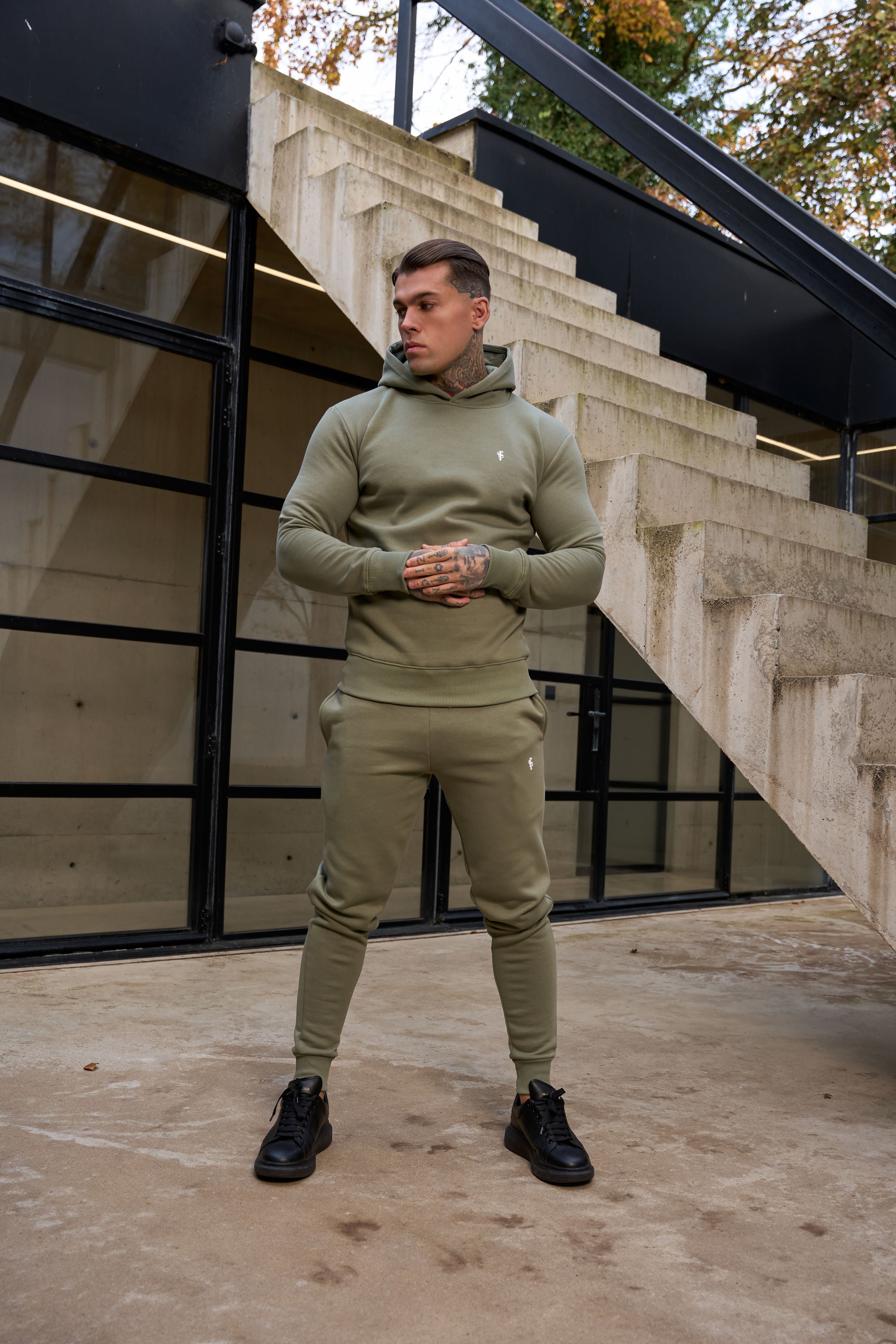 FS Plain Olive Tracksuit Sweat Pants with FS Branding - FSH1198 