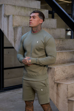 FS Plain Olive Crew Sweater With FS Branding - FSH1186