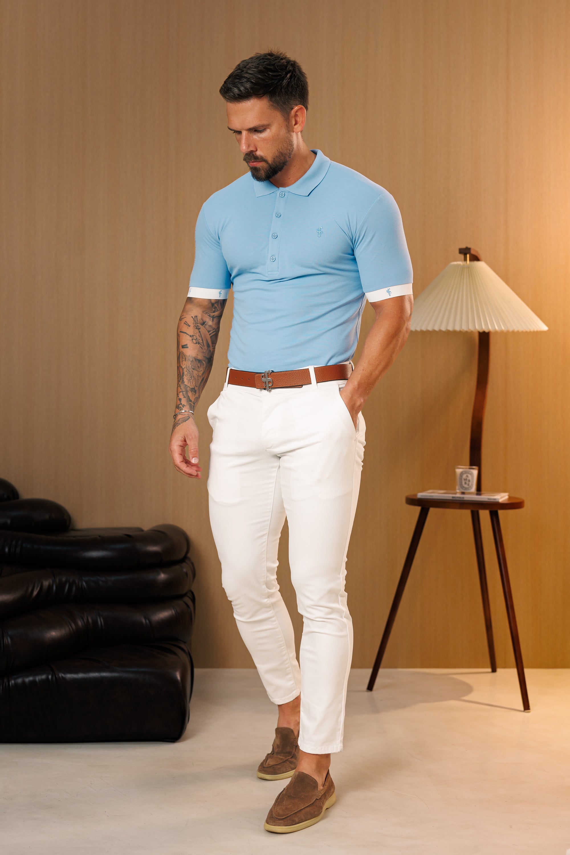 White Chino Trousers With Belt Loops - FSH1663 (PRE ORDER 23RD SEPTEMBER)