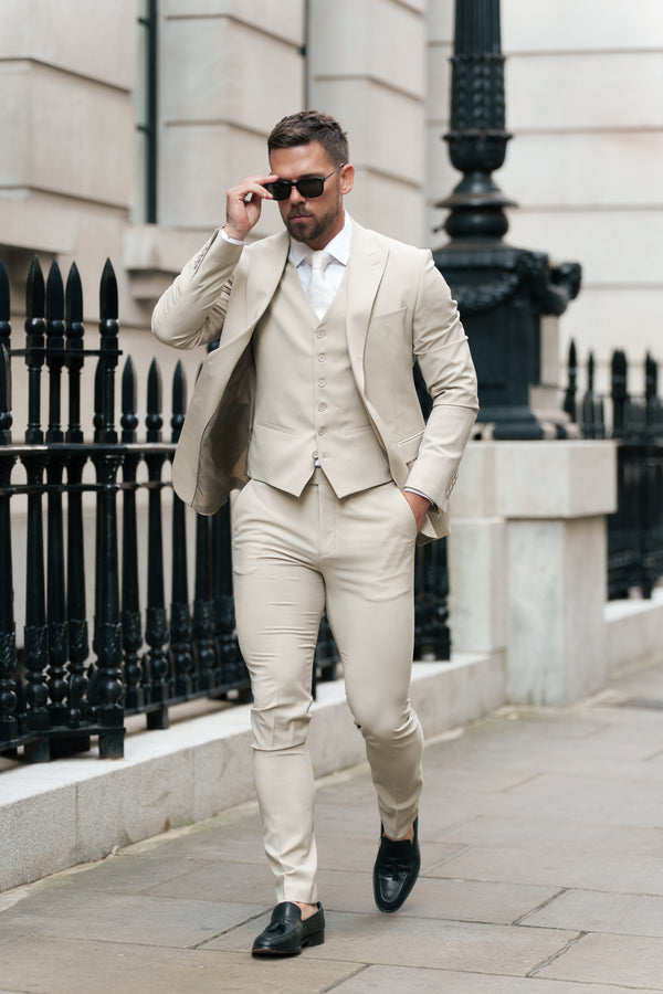 Father Sons Slim Formal Waistcoat Beige - FSW011 (PRE ORDER 14TH AUGUST)