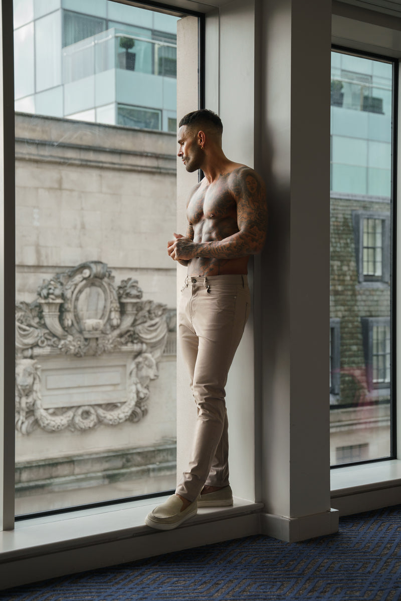 Father Sons Ultra Stretch Taupe Relaxed Jeans - FSJEAN014