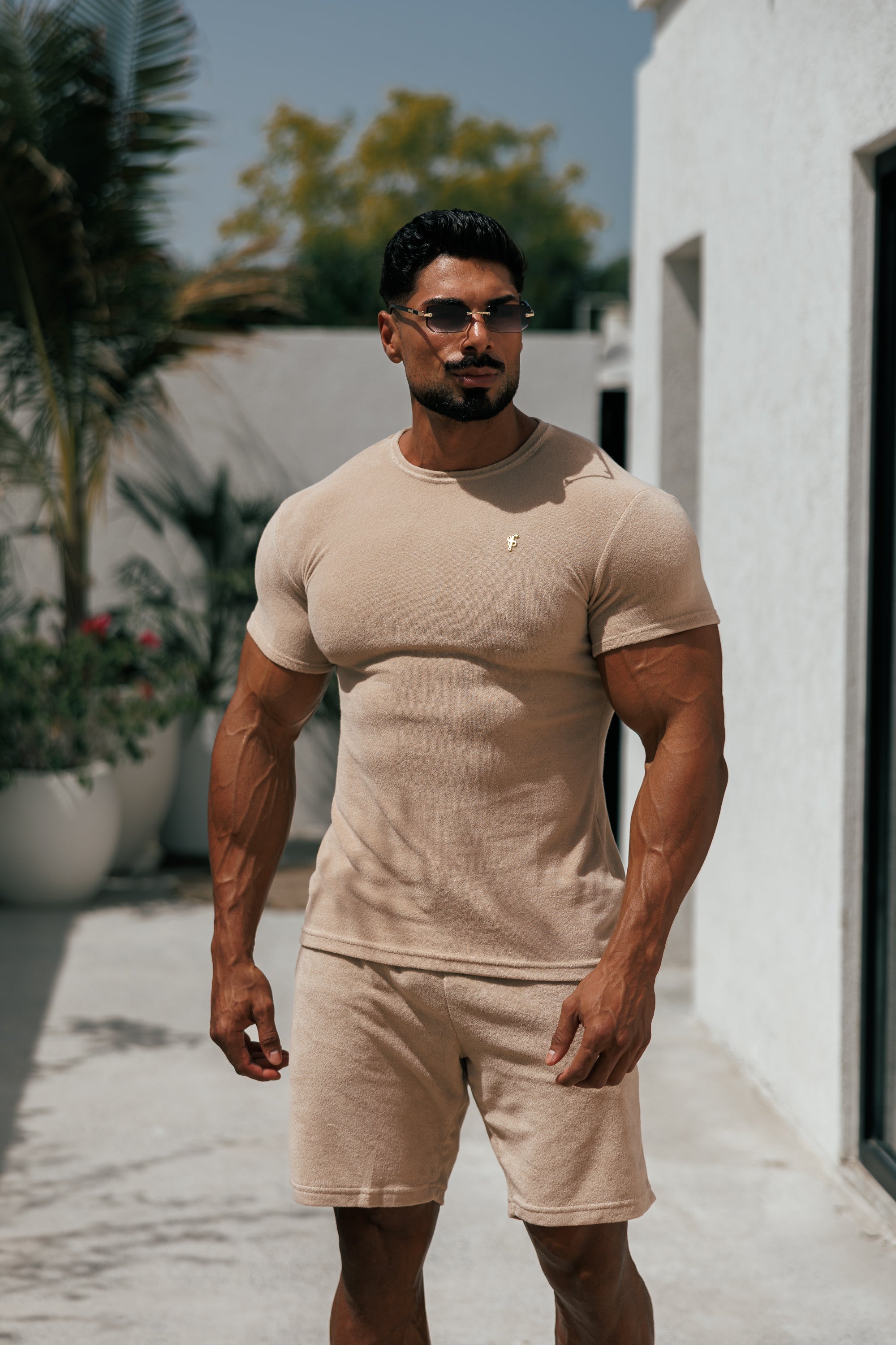 Beige Towelling Shorts - FSTS663