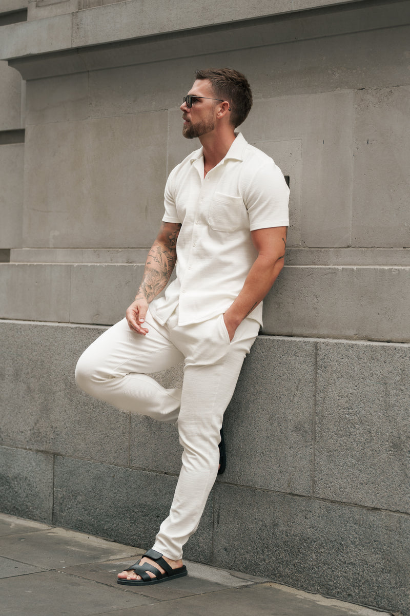 Father Sons Jersey Cord Slim White Trousers - FSR015