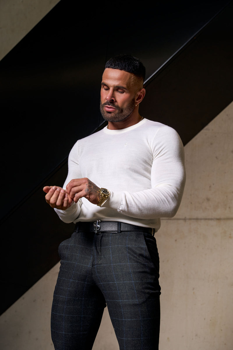 Father Sons Relaxed Formal Charcoal / Blue Check Pants - FSTR017 