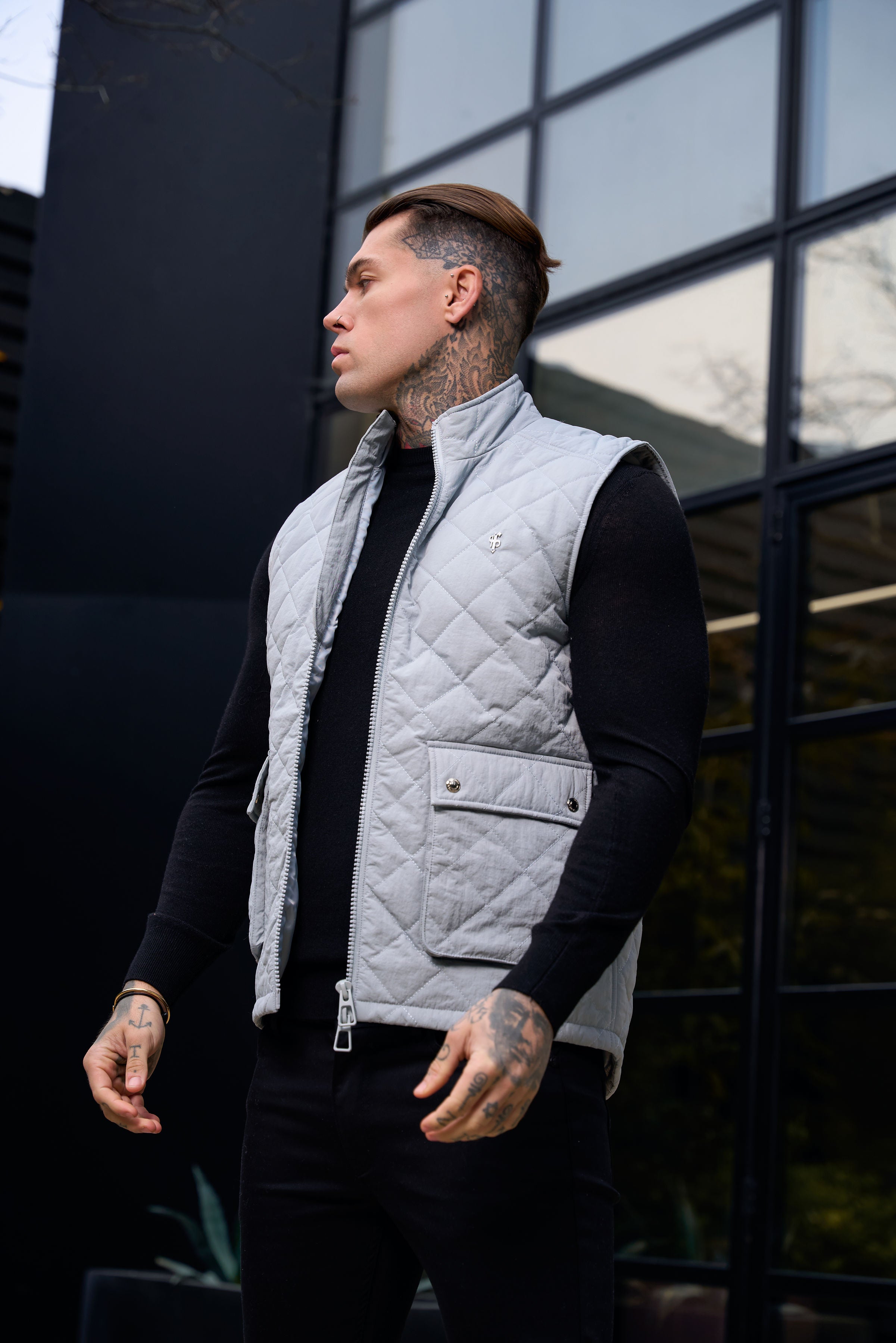FS Grey Padded Gilet With Front Pockets  - FSN211 