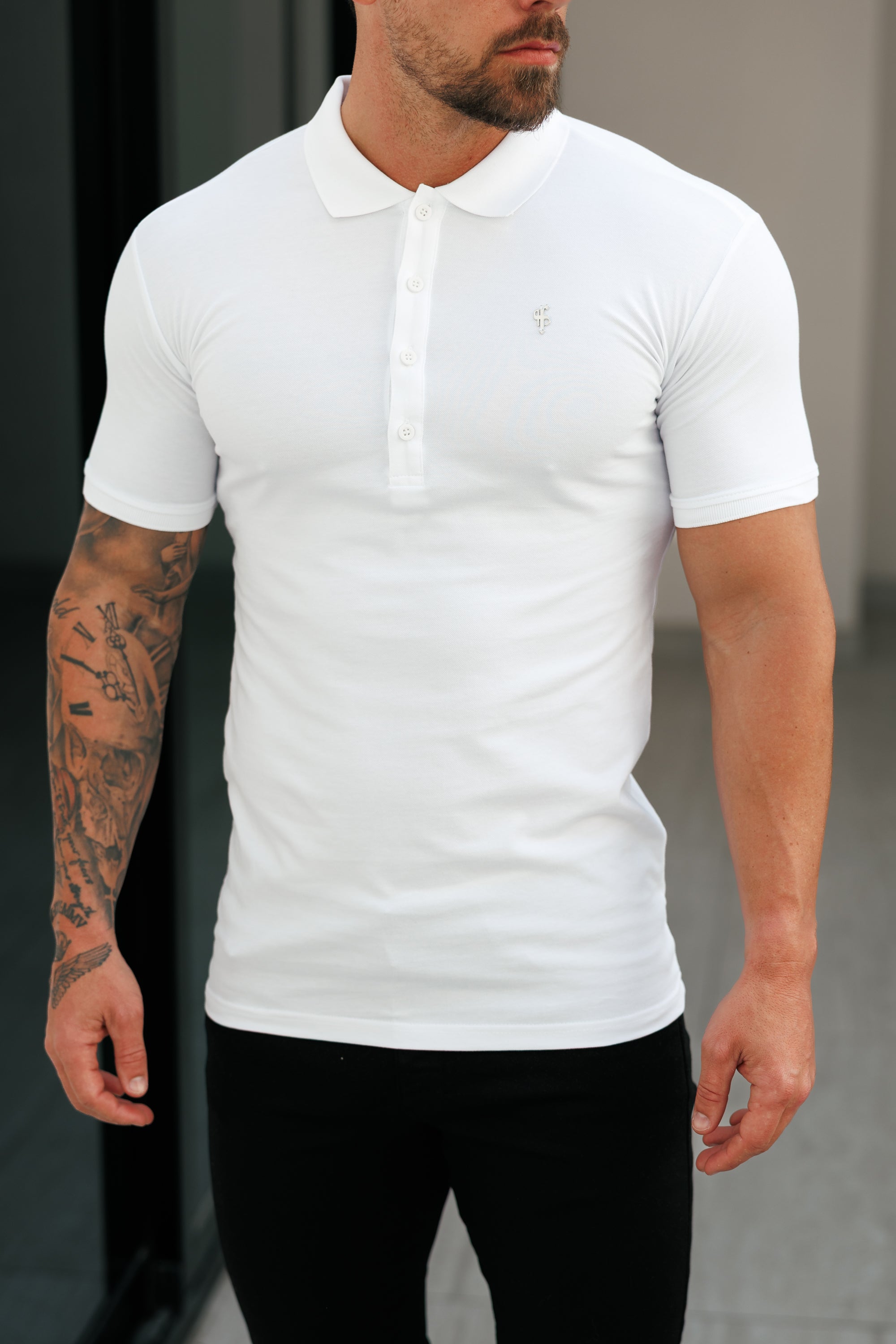 White / Silver Polo Shirt - FSH1404