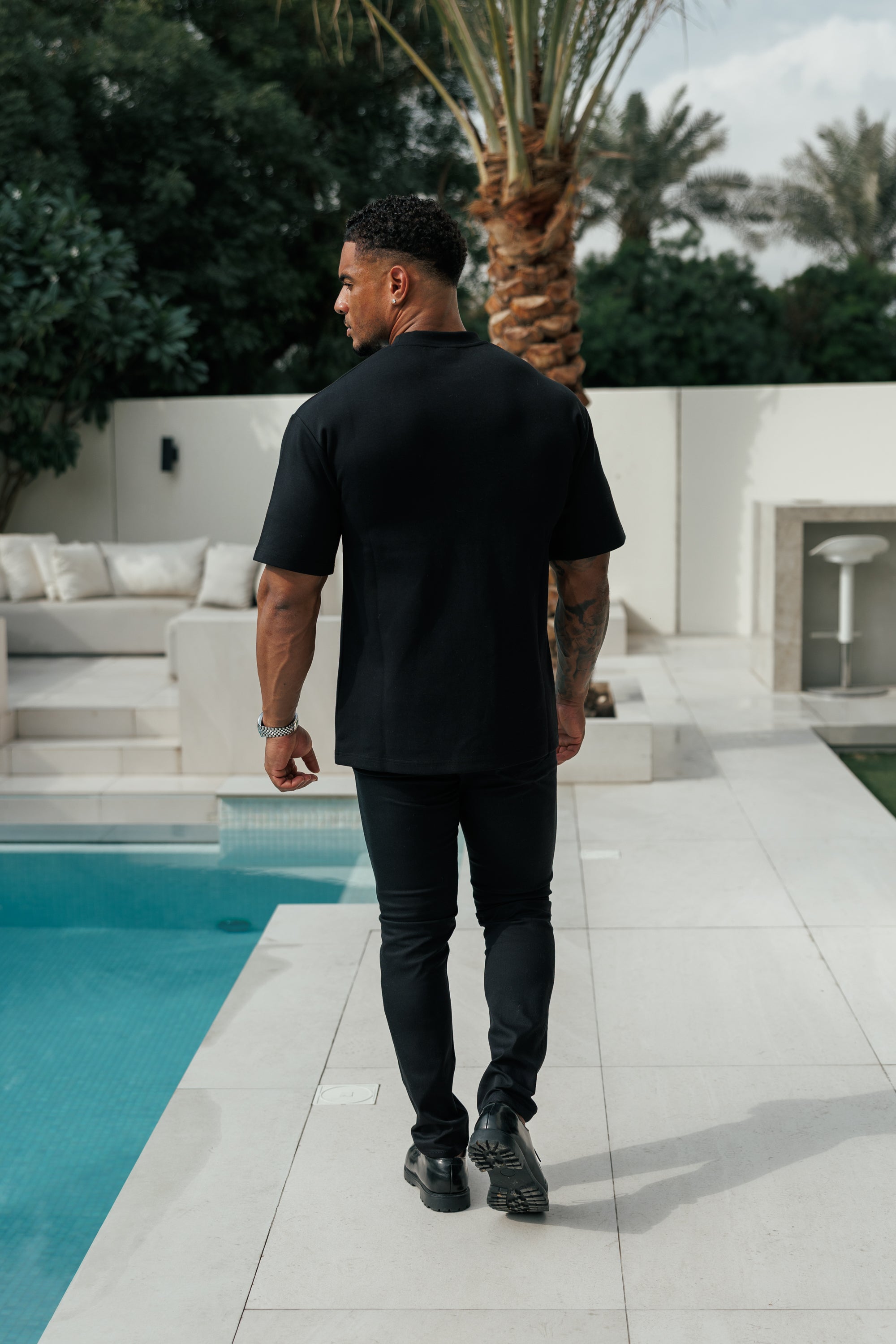 Classic Heavyweight Oversized Crew T Shirt Black - FSR042