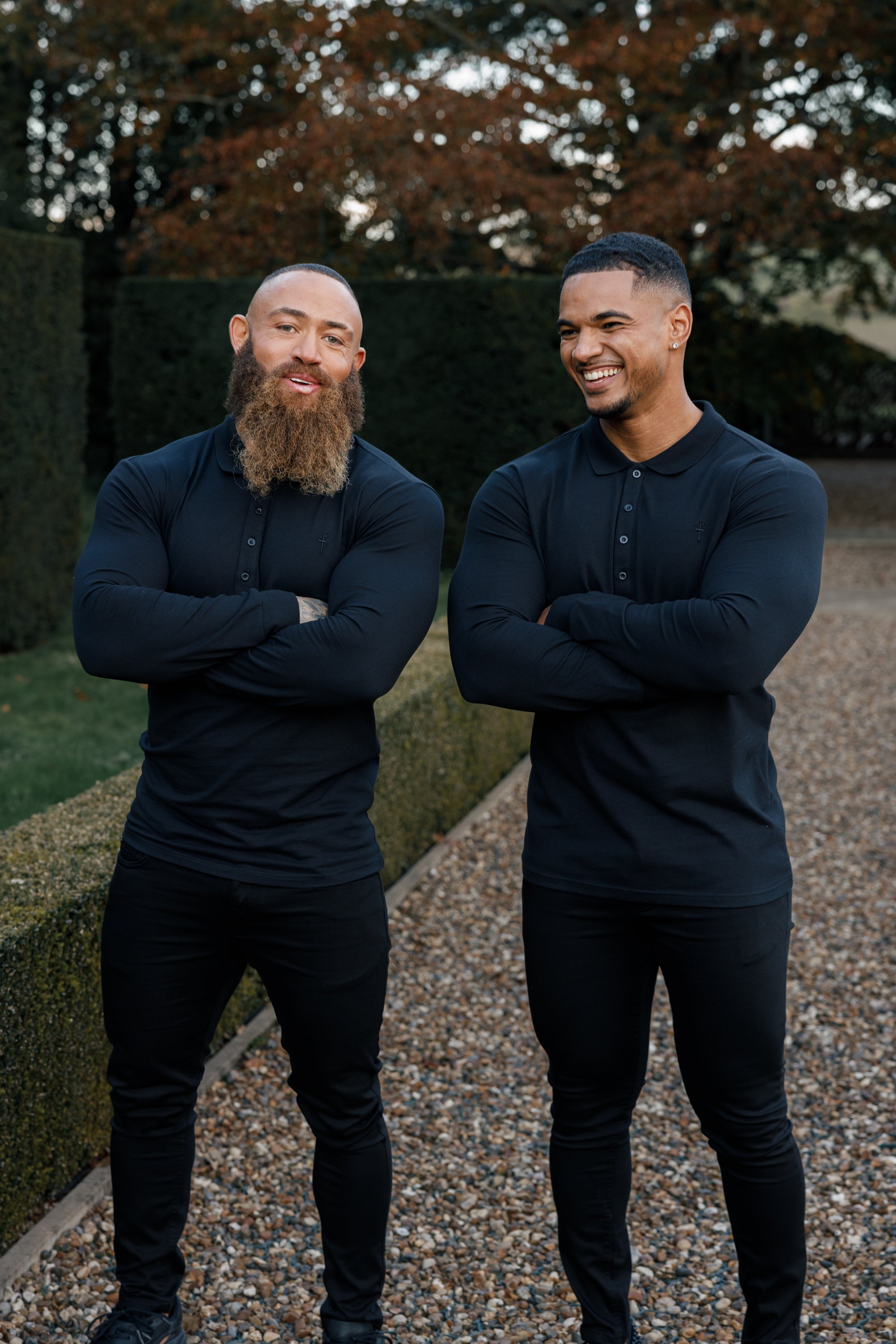 Classic Black Tonal  Polo Long Sleeve Shirt - FSH857