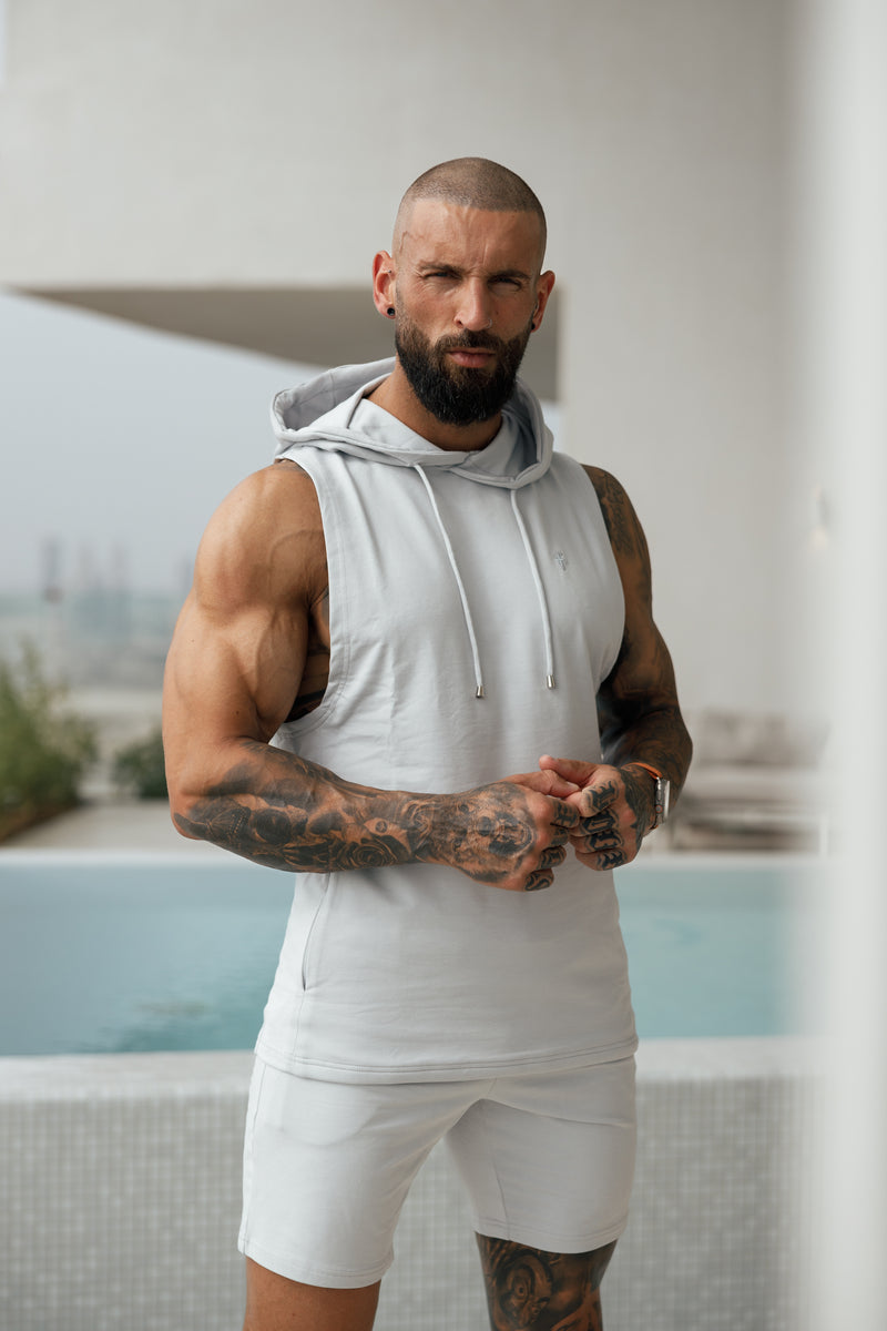 Father Sons Sleeveless Light Grey Gym Hoodie - FSH898