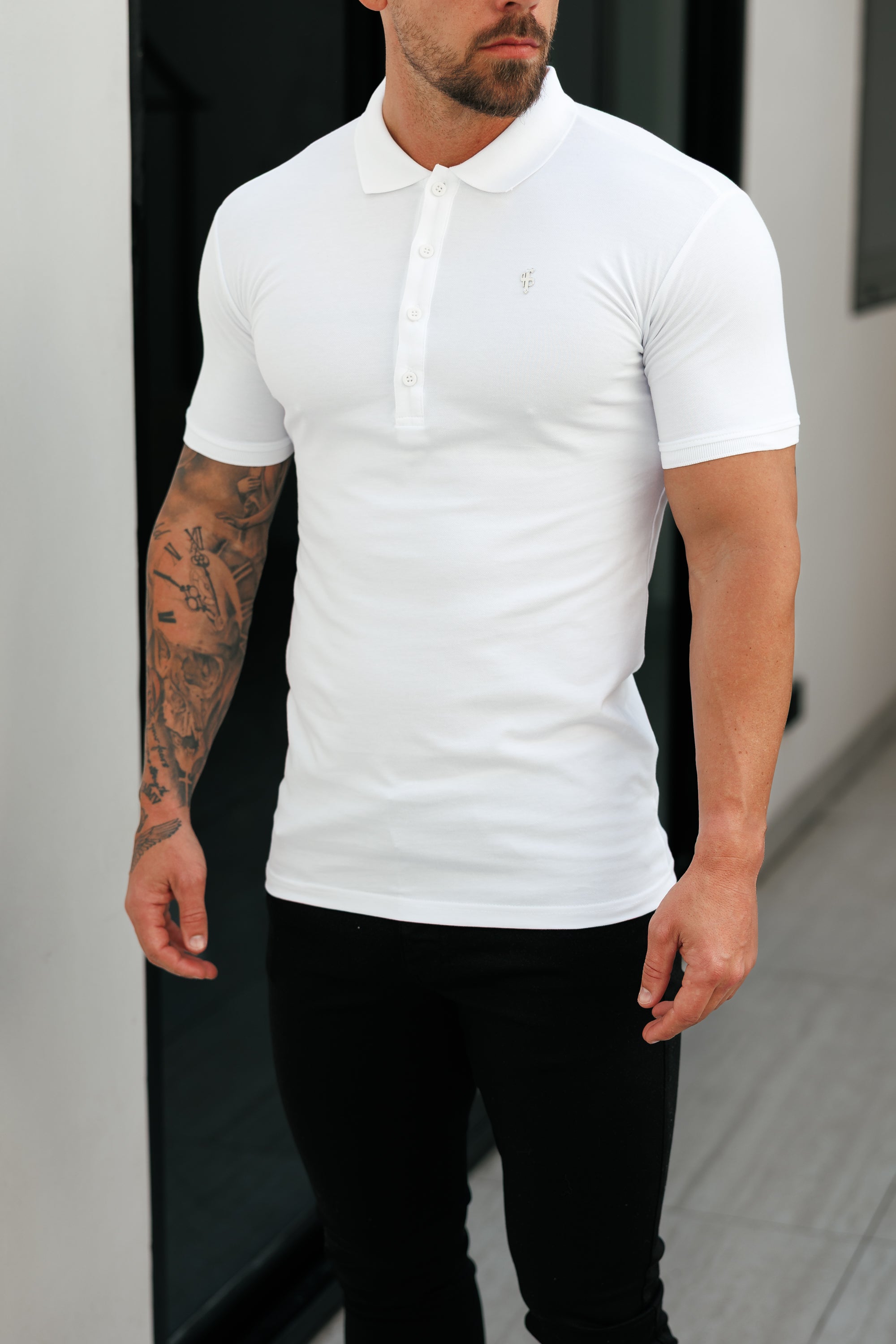 White / Silver Polo Shirt - FSH1404