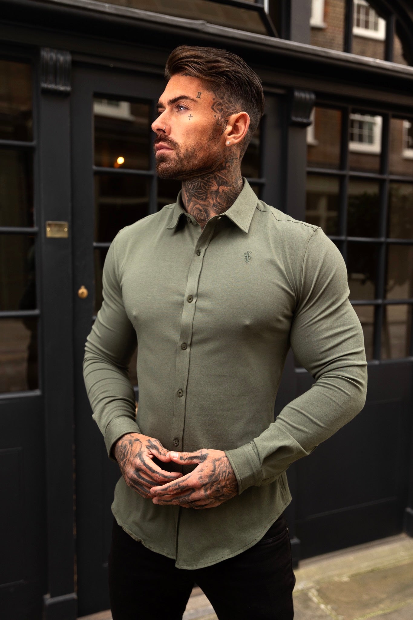 Fitted Khaki Long Sleeve Jersey - FSD003