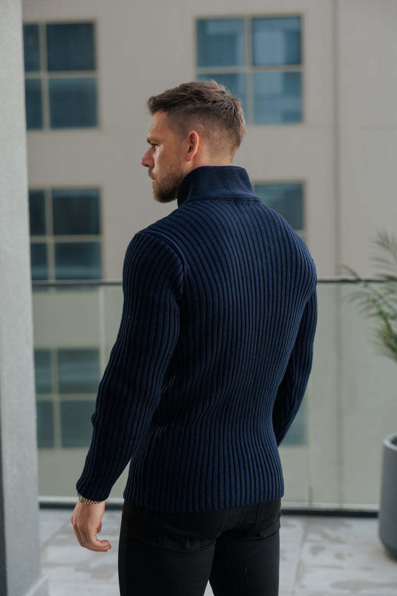 Father Sons Chunky Cable Knit Navy Sweater-  FSJ060