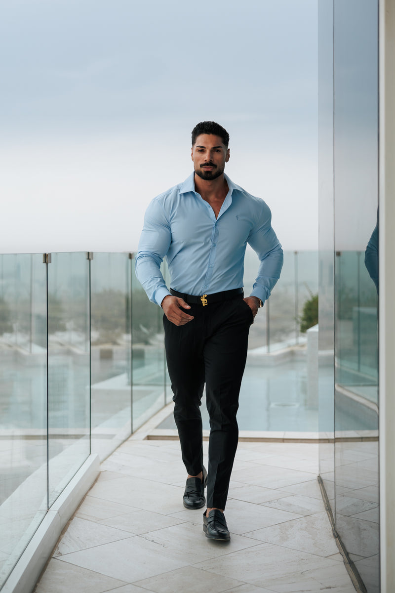 Father Sons Muscle Fit Advanced Stretch Powder Blue with Cutaway Collar  - FS1167