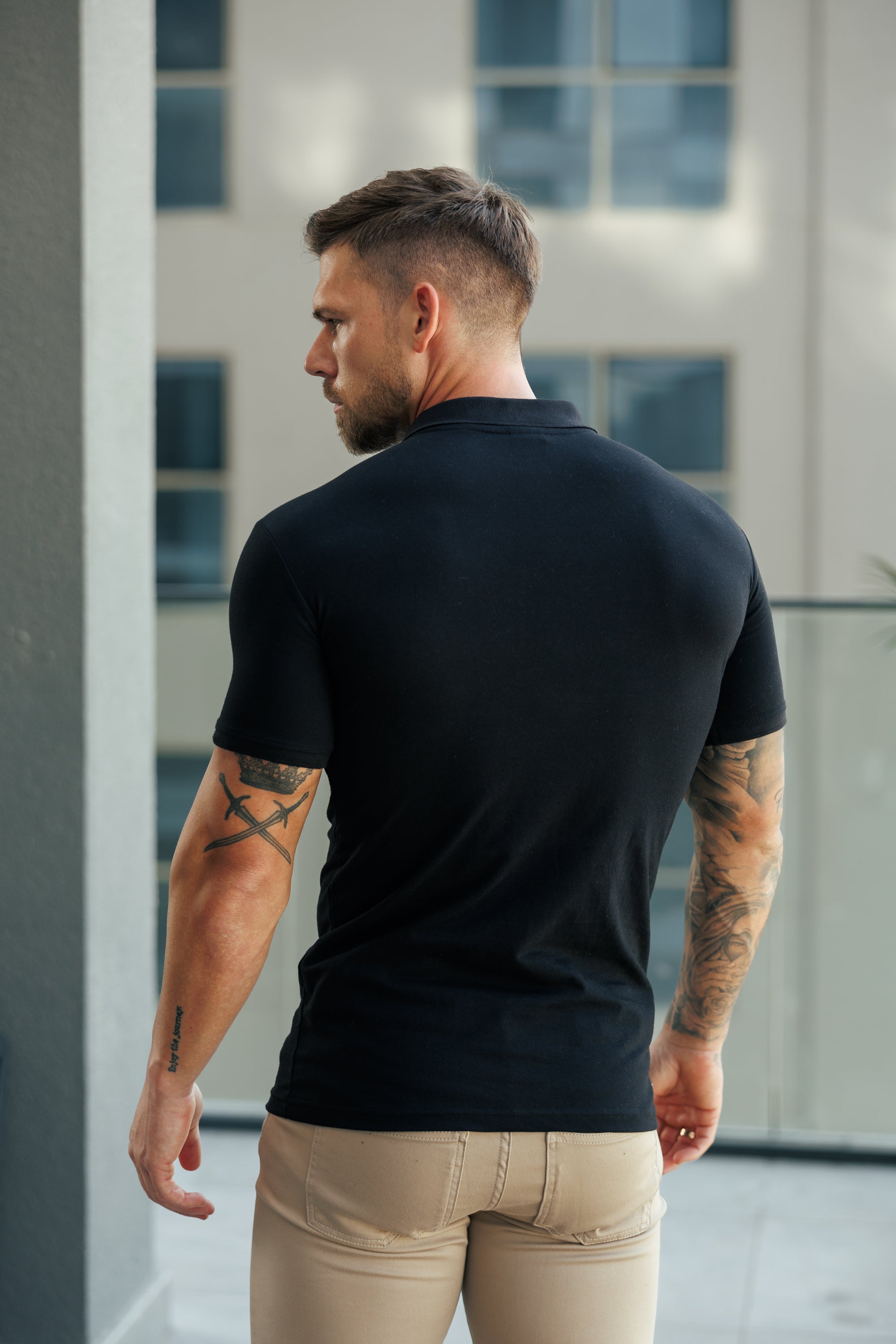Classic Black Zipped Polo Shirt - FSH1228