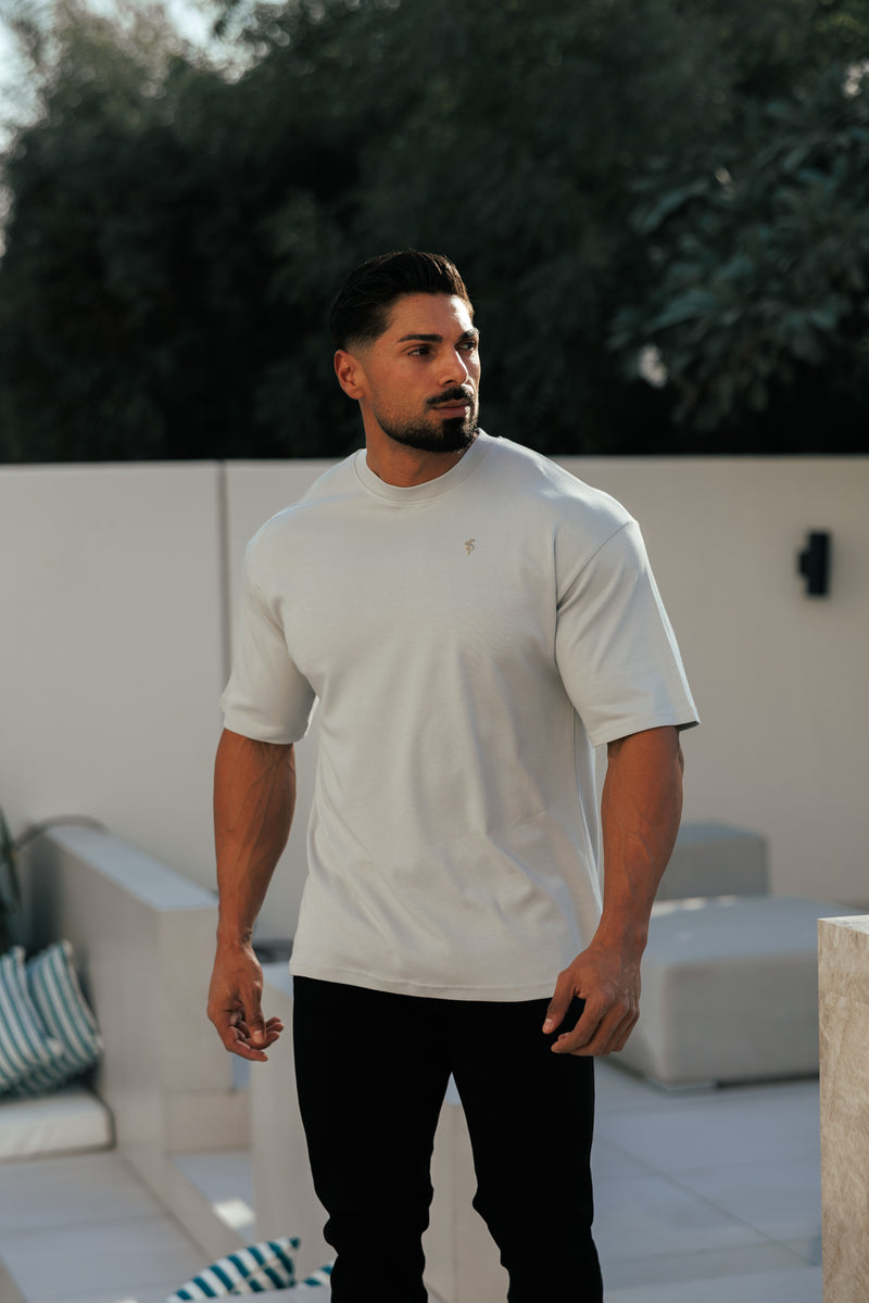 Father Sons Classic Light Grey / Silver Oversized Crew T Shirt - FSH1421