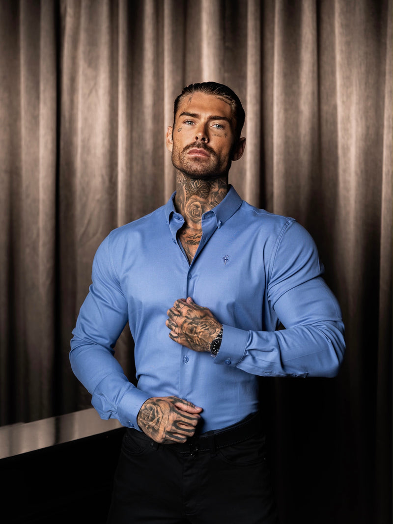 Father Sons Classic Stretch Oxford Long Sleeve Cadet Blue with Button Down Collar - FS1216