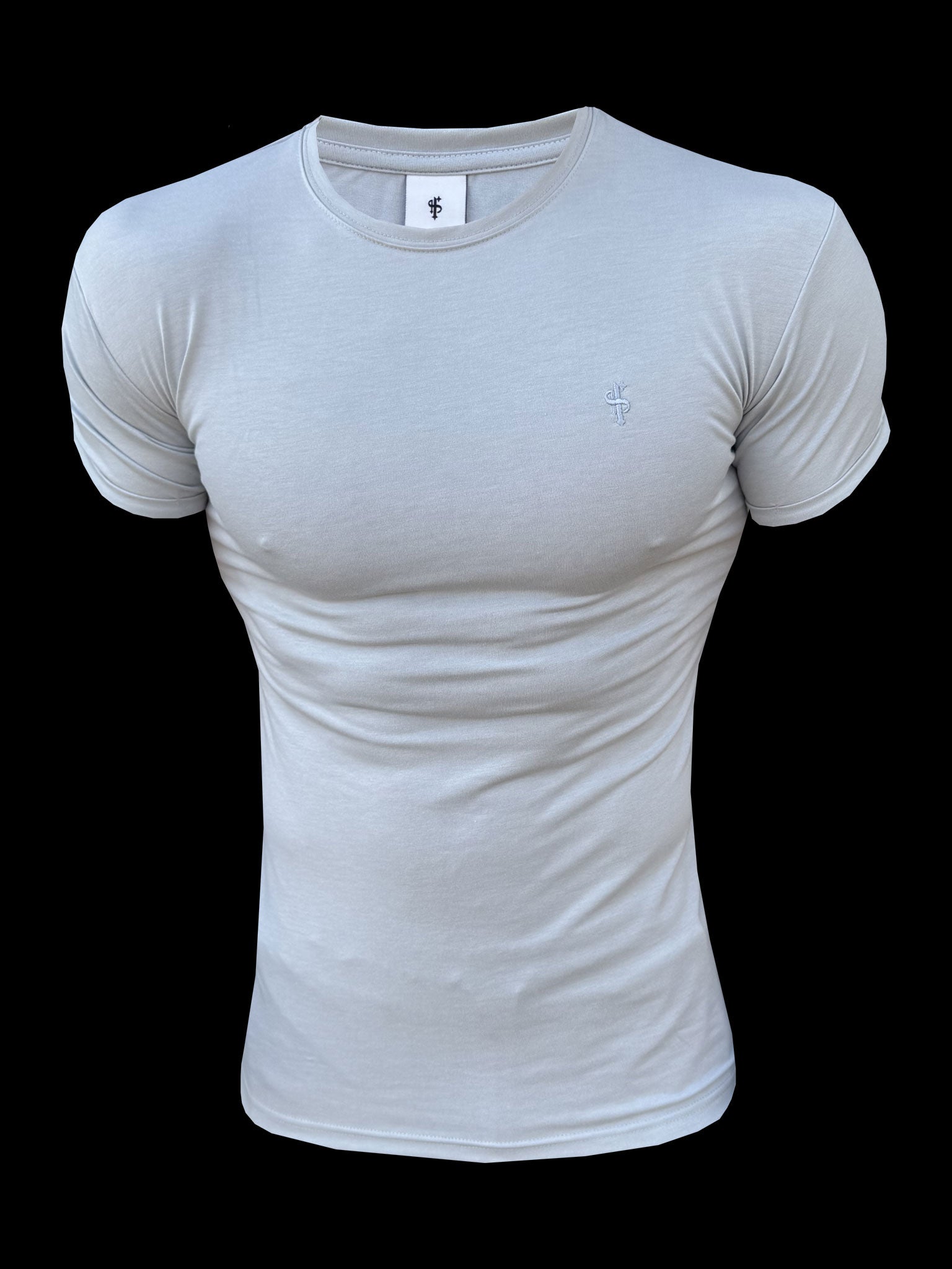 Light Grey Viscose Crew T-Shirt Short Sleeve - FSH1503