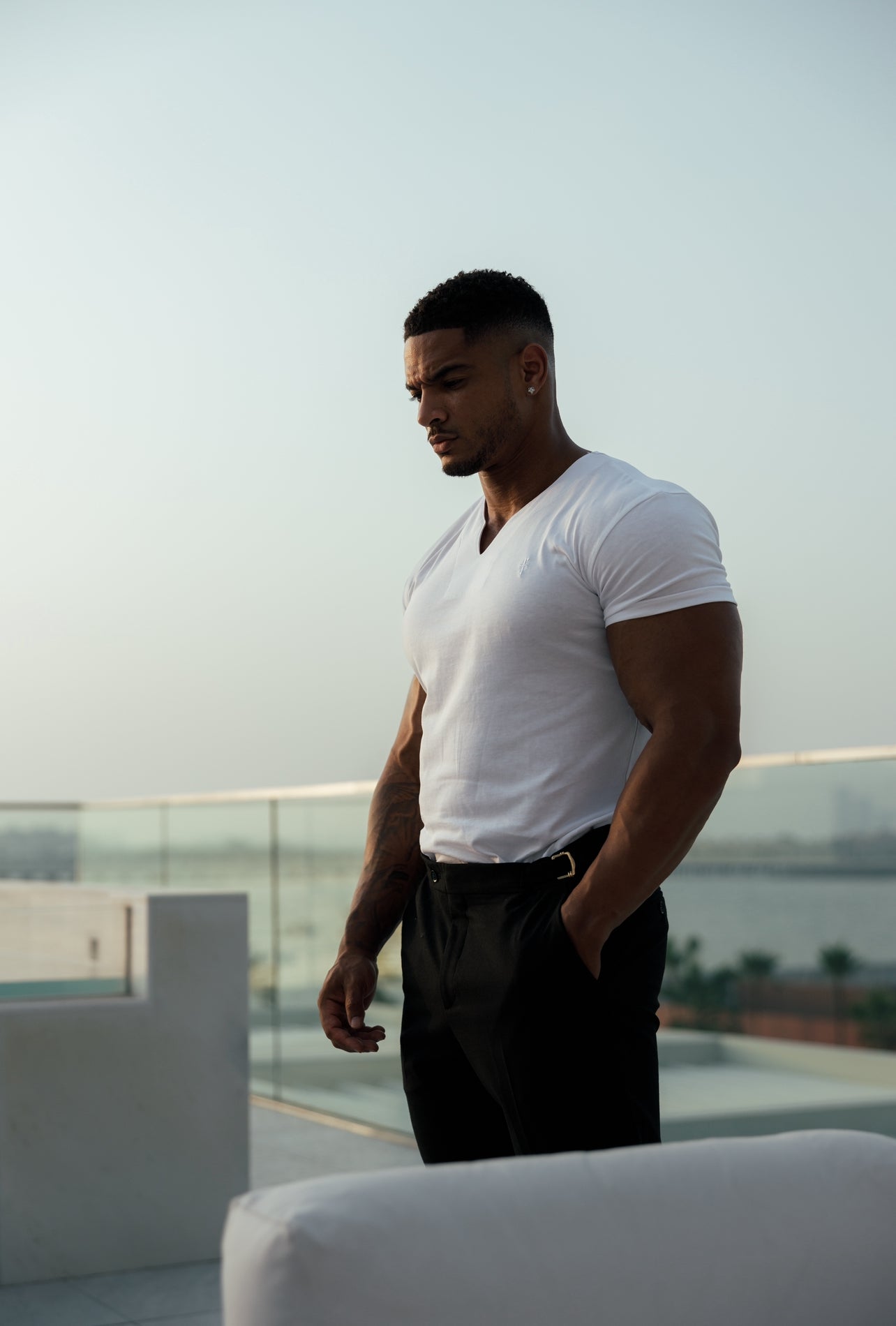 Advanced V Neck Crew Short Sleeve White - FSH1011