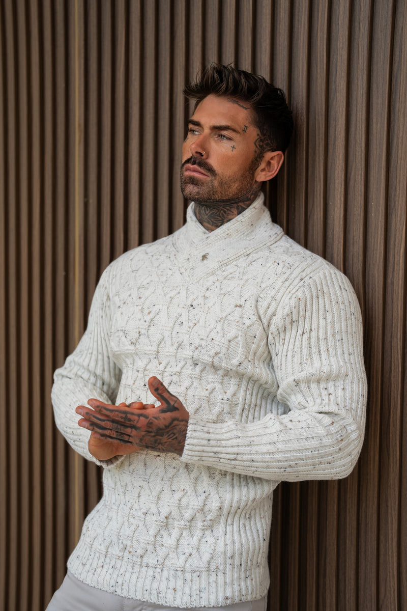 Father Sons Chunky Cable Knit Natural with Colour Fleck Sweater - FSJ067