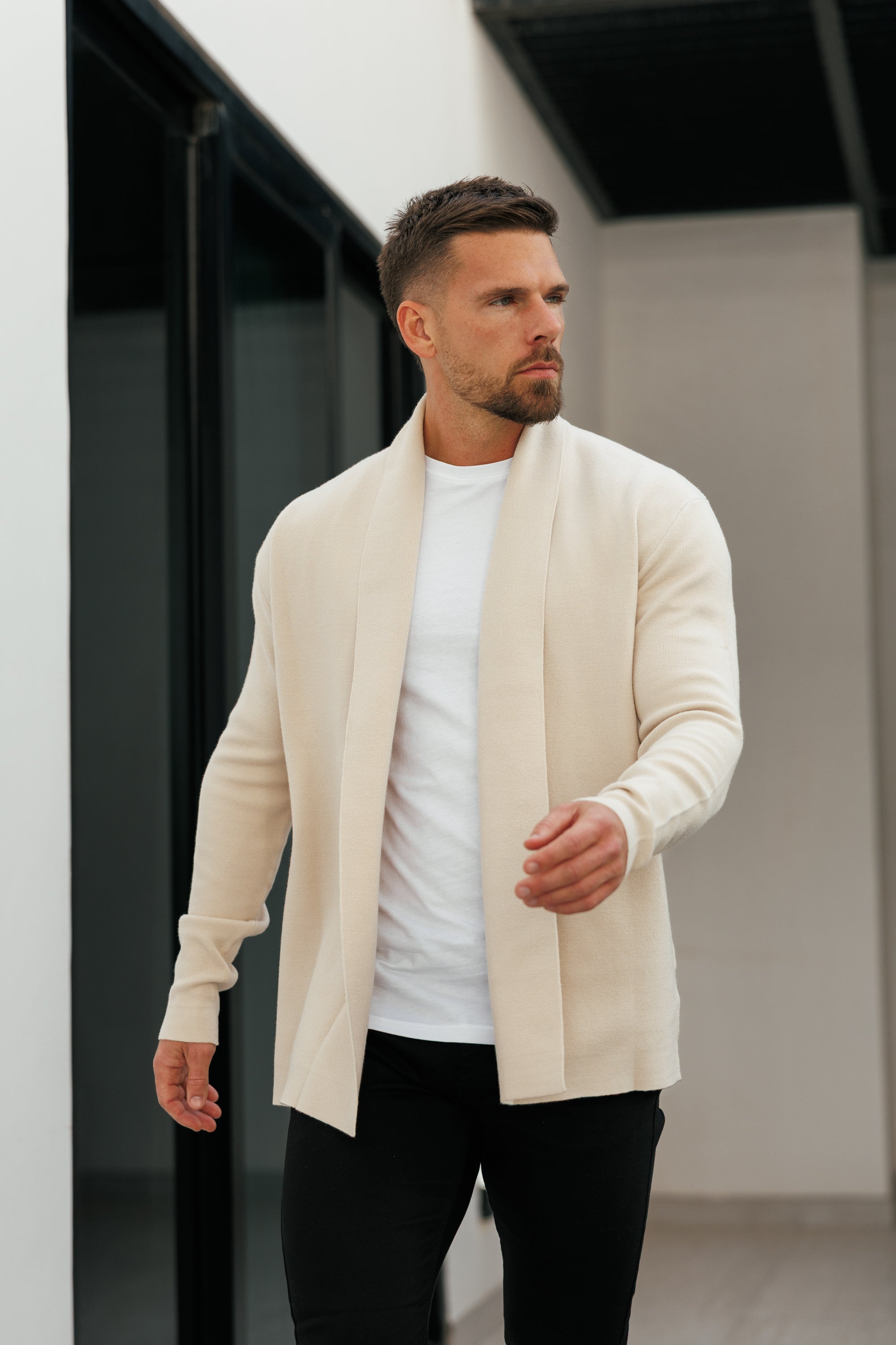 Soft Touch Shawl Cardigan Beige -  FSA003