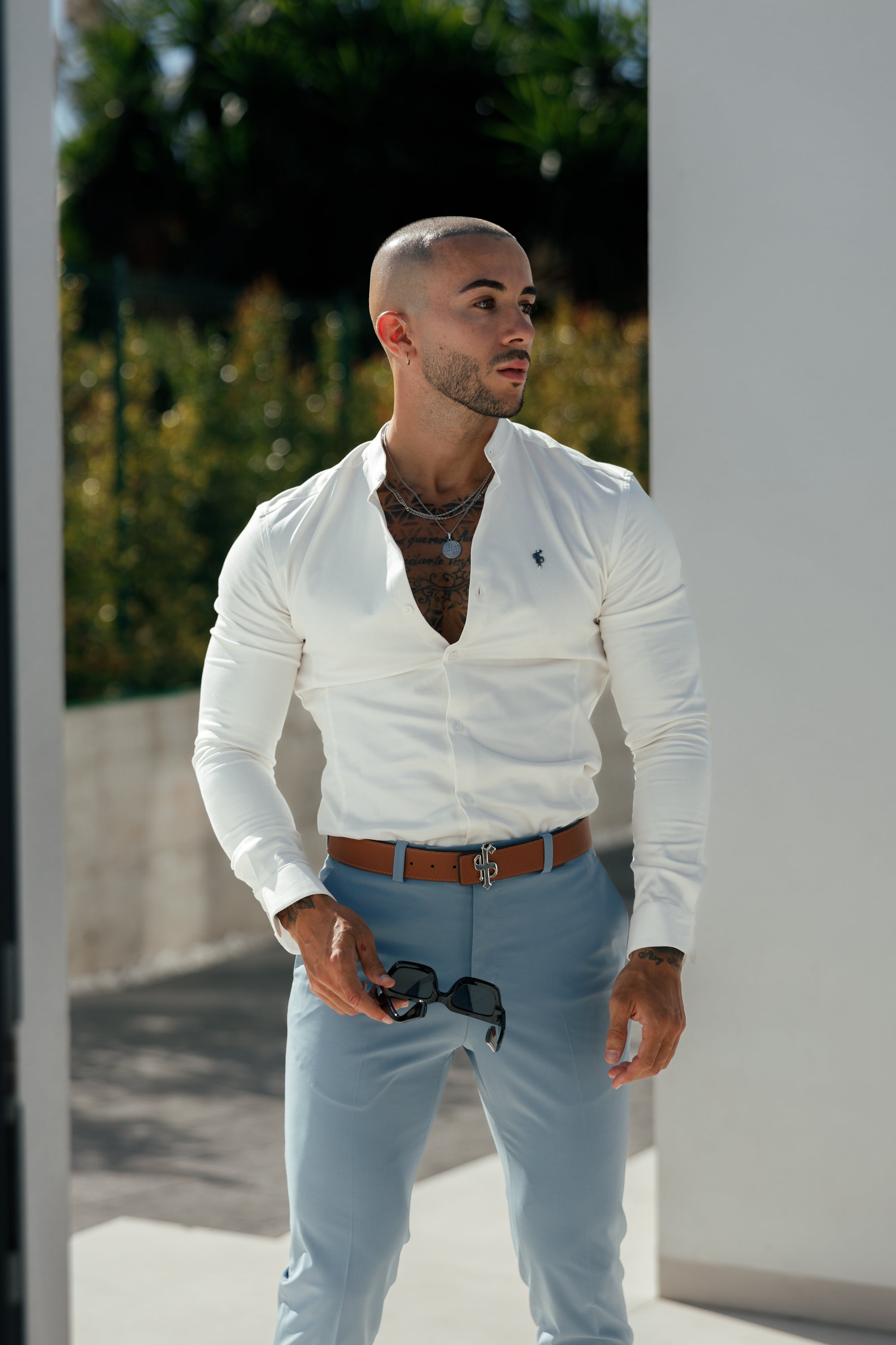 Father Sons Slim Formal Airforce Blue Stretch Pants - FST025  