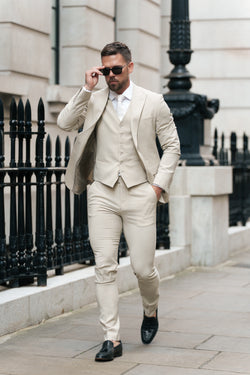 Father Sons Slim Formal Waistcoat Beige - FSW011