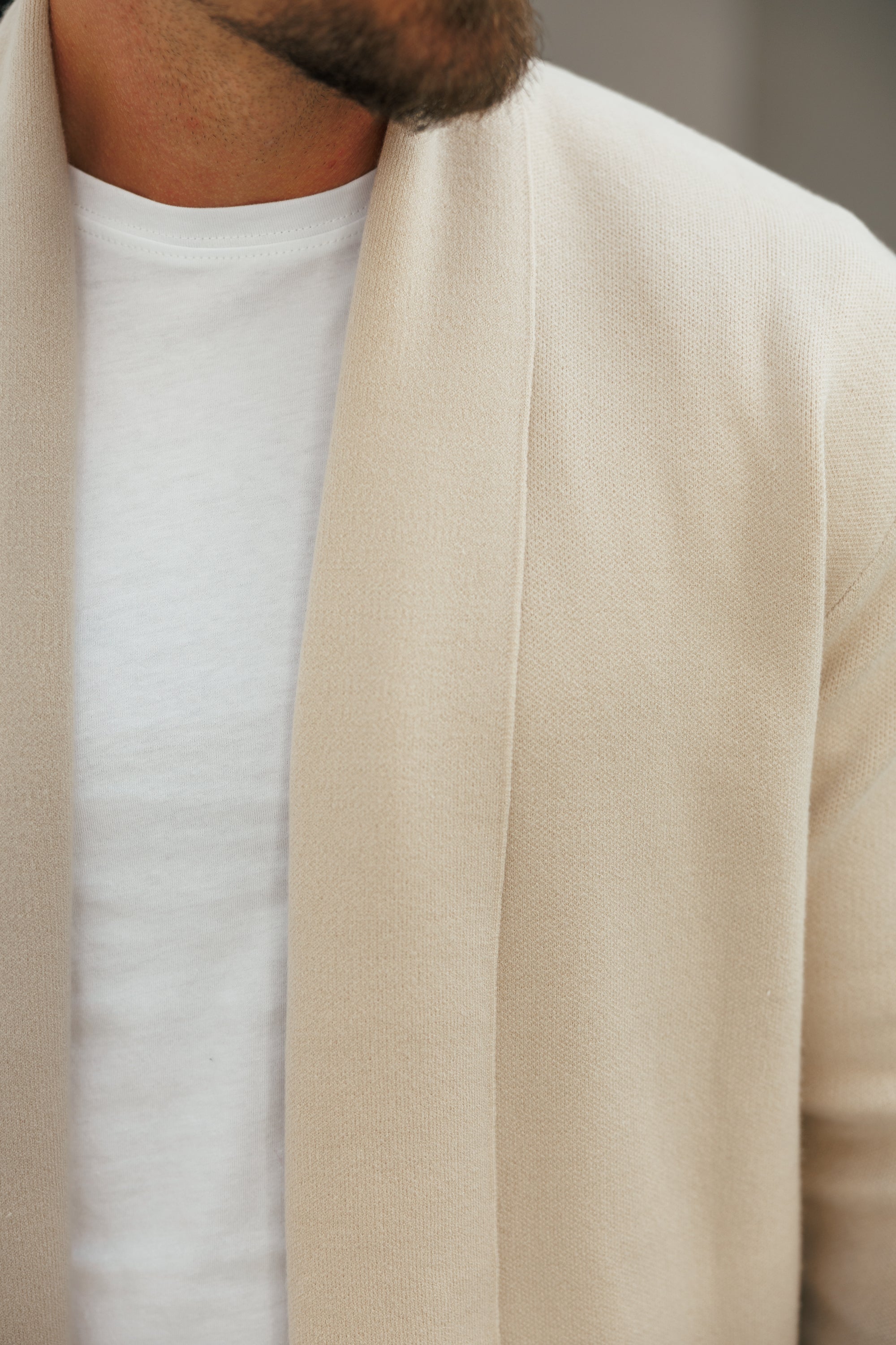 Soft Touch Shawl Cardigan Beige -  FSA003