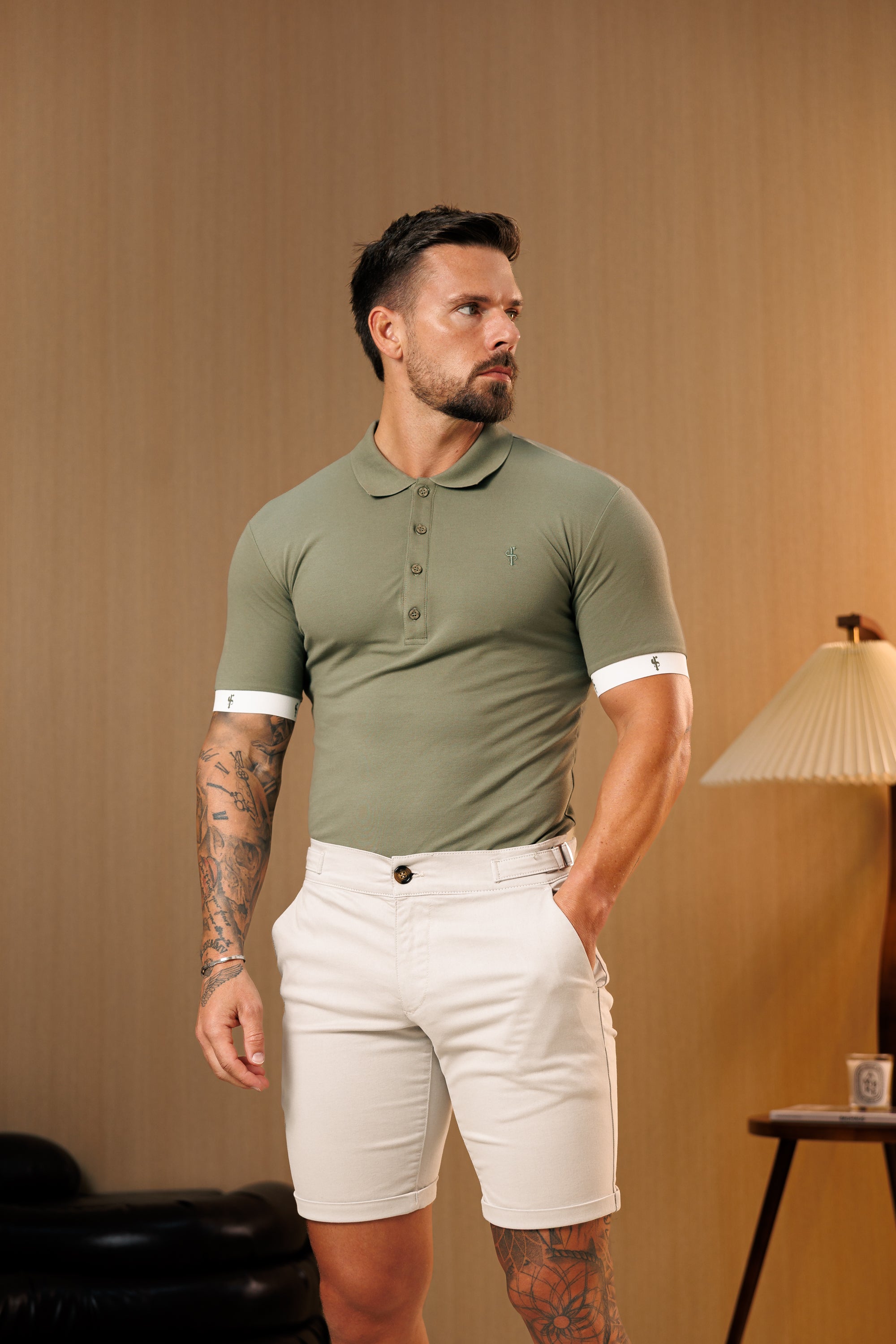 Olive Polo with FS Elastic Sleeve Branding - FSH1556