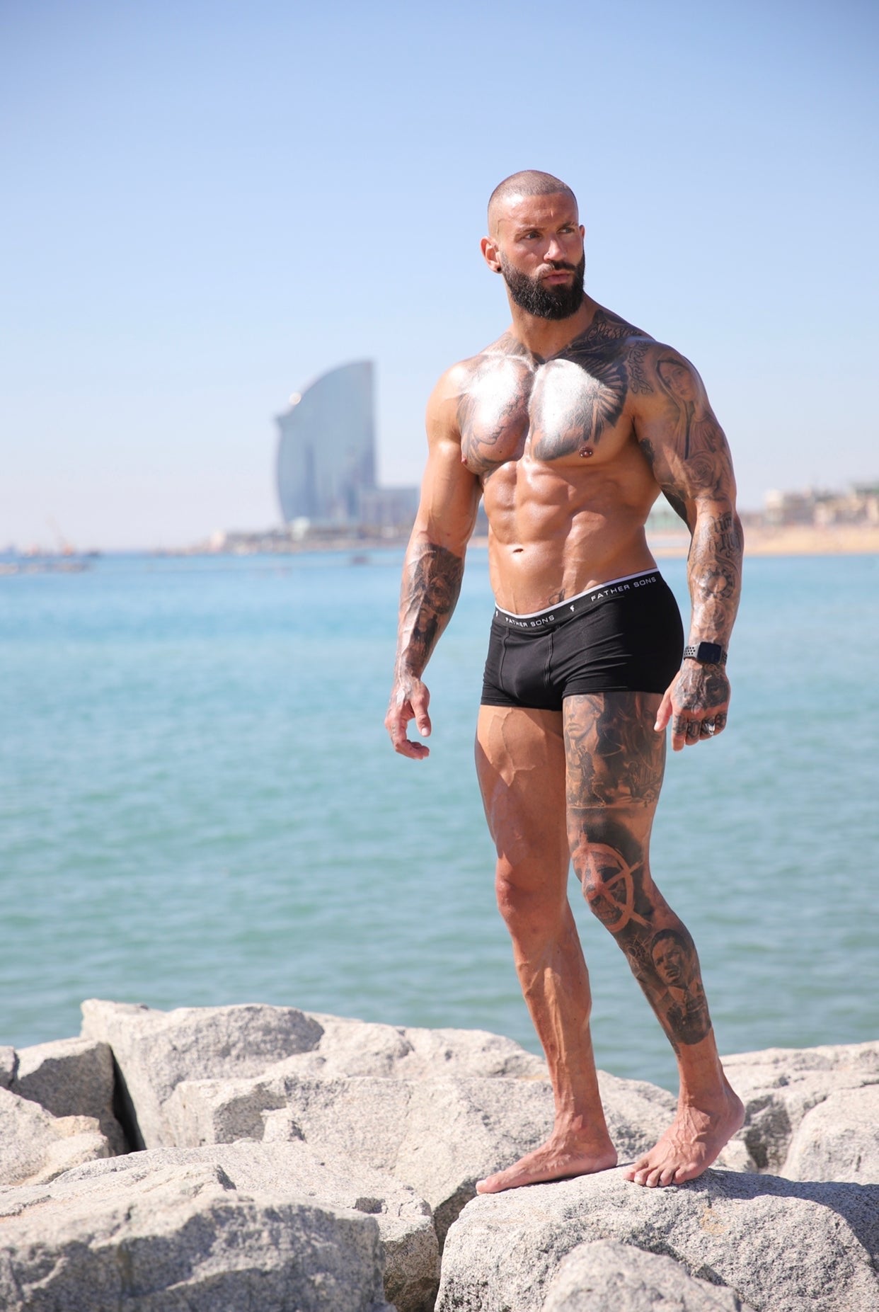 2 Pack Black and Charcoal Boxer Shorts (Shorter Length)  - FSP002