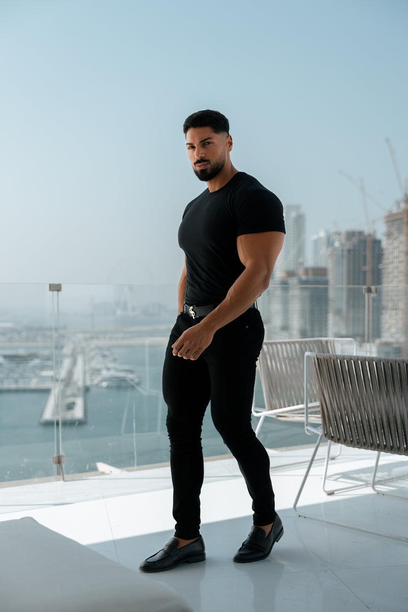Father Sons Slim Stretch Black Sateen Pants - FSH405