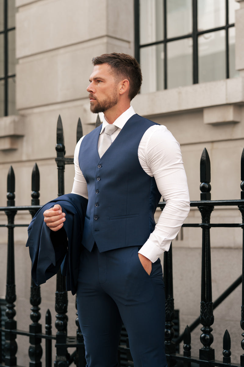 Father Sons Slim Formal Waistcoat Navy - FSW012
