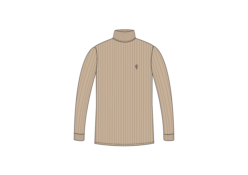 Father Sons Classic Beige Ribbed Knit Roll-neck Sweater - FSH959