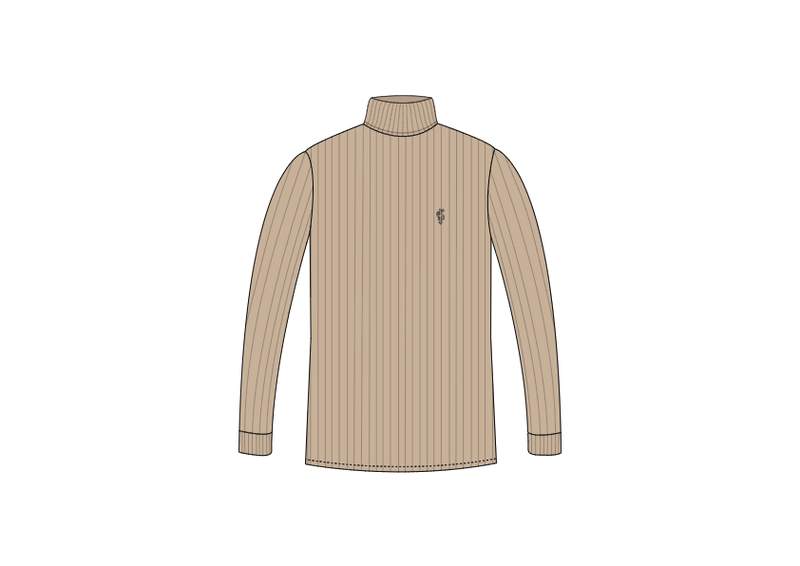 Father Sons Classic Beige Ribbed Knit Roll-neck Sweater - FSH959