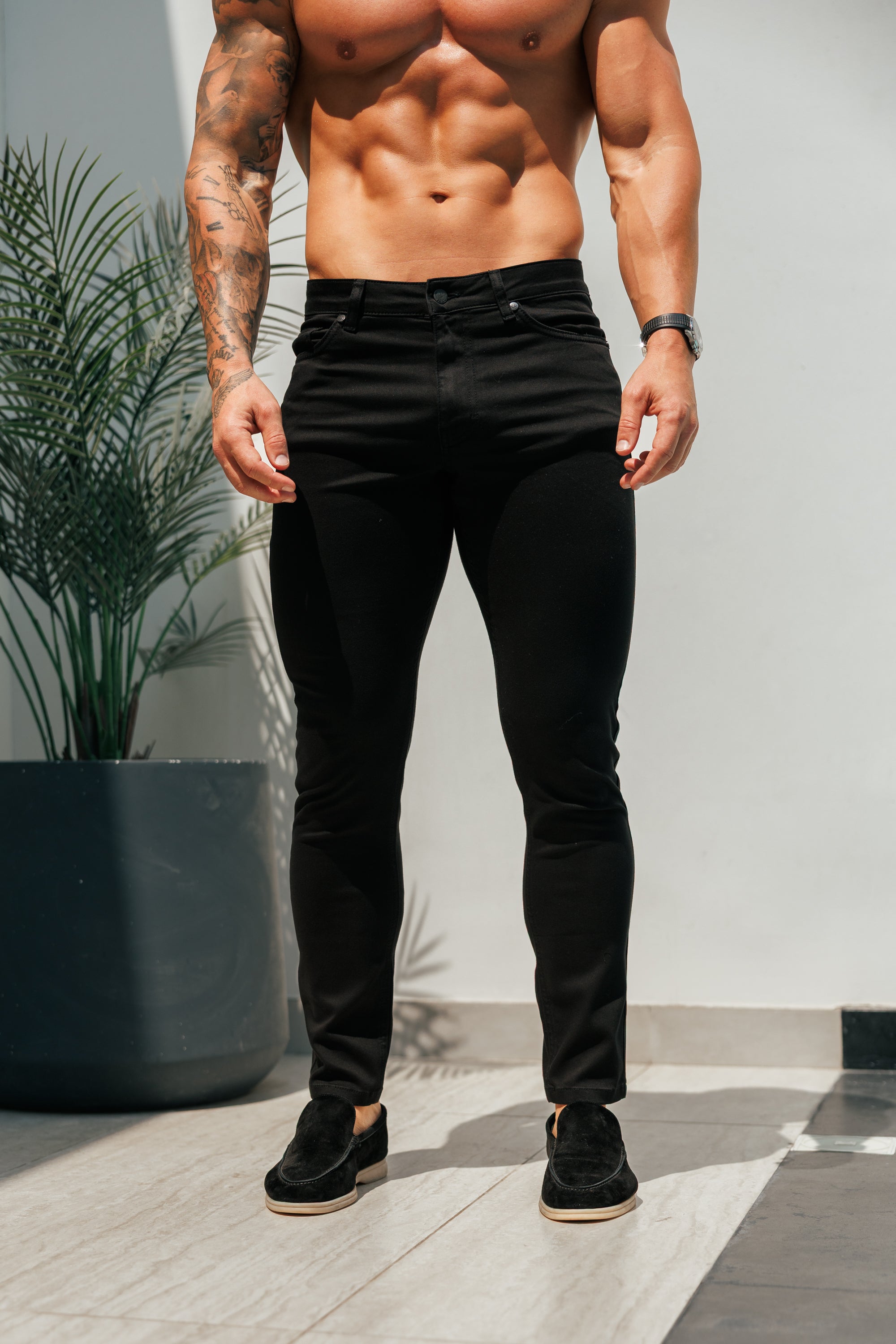 Father Sons Slim Stretch Black Relaxed Sateen Pants - FSH1302