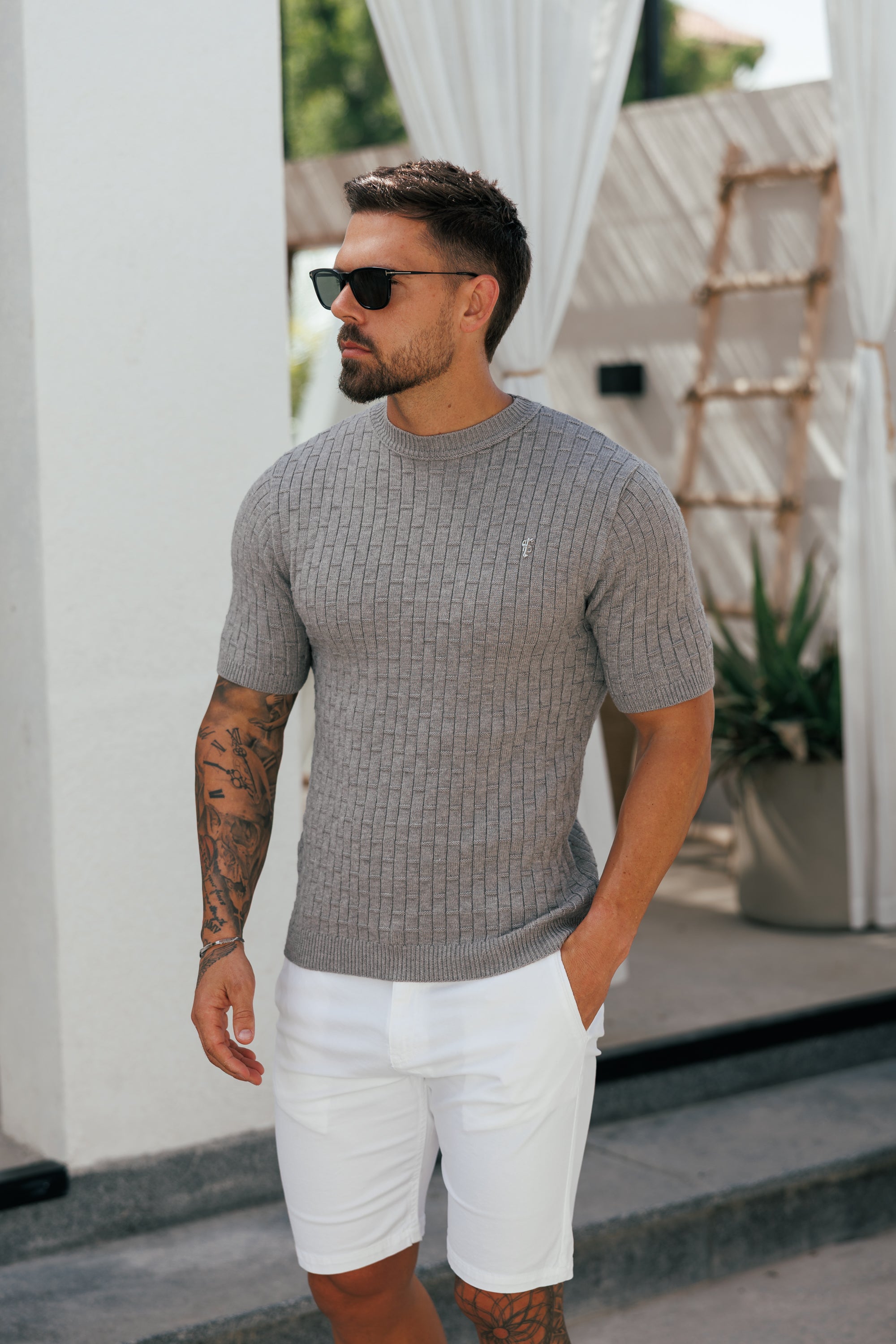 Grid Knitted SS T-shirt