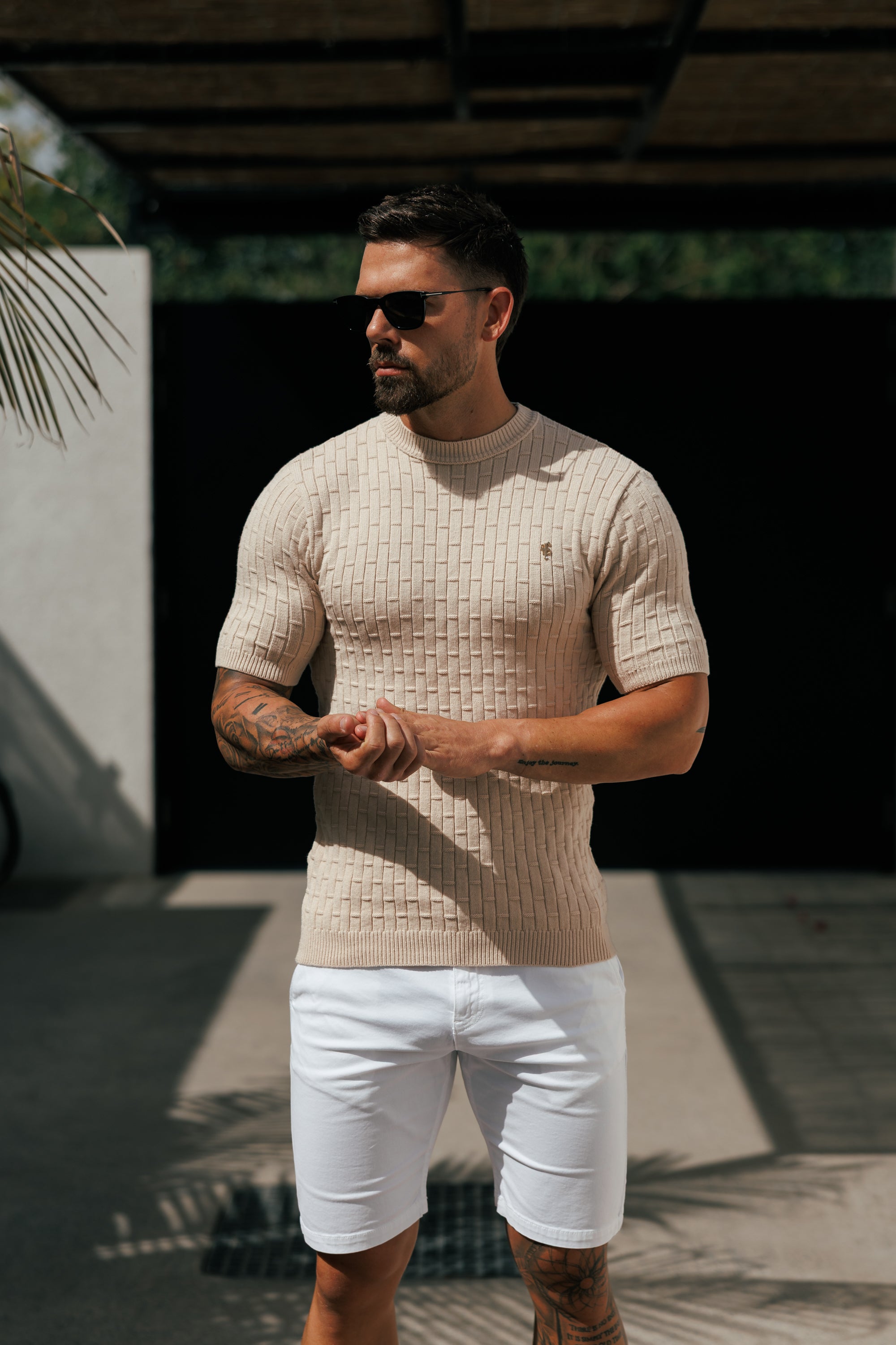 Stone Viscose Knitted Short Sleeve T-Shirt - FSJ161
