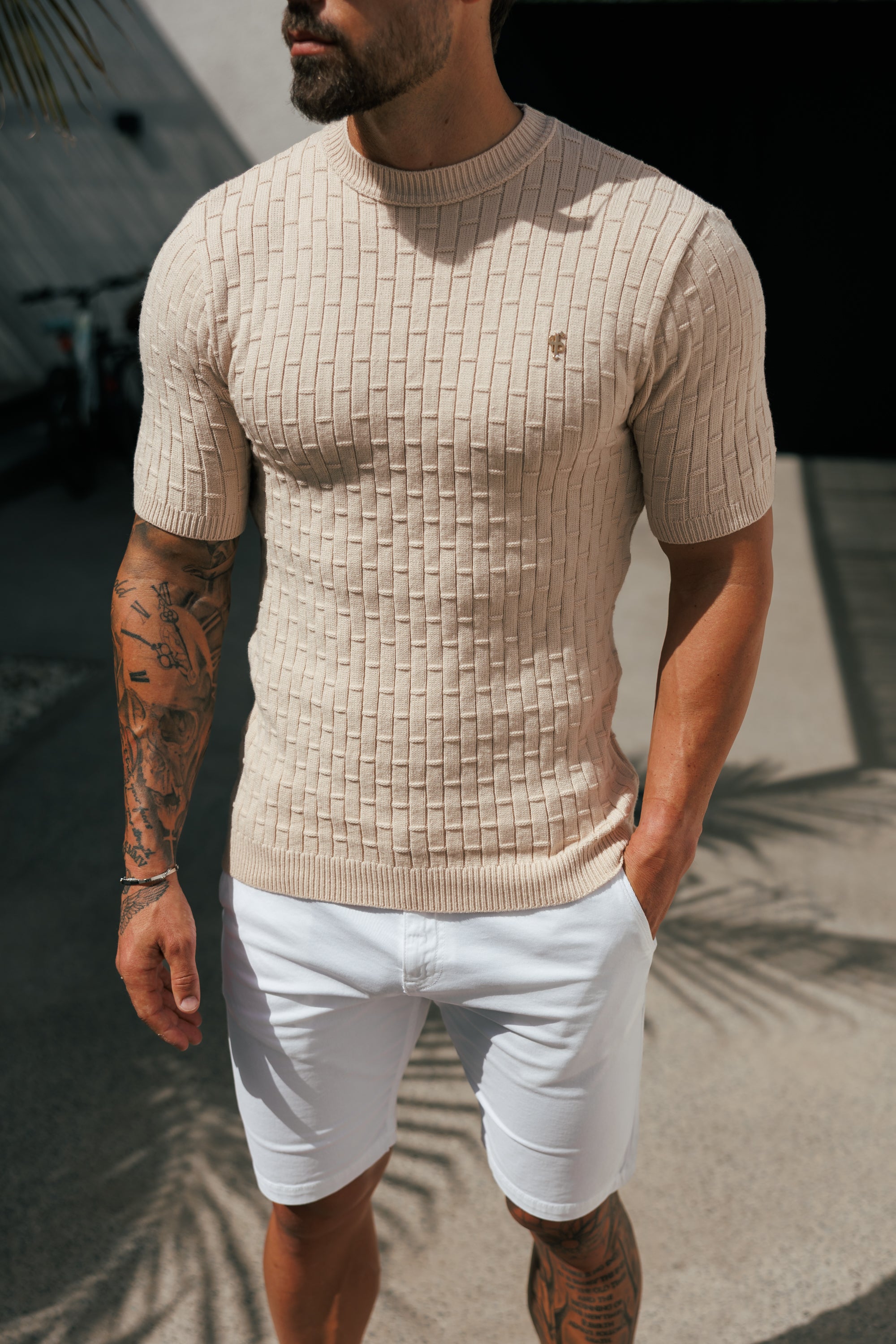 Grid Knitted SS T-shirt
