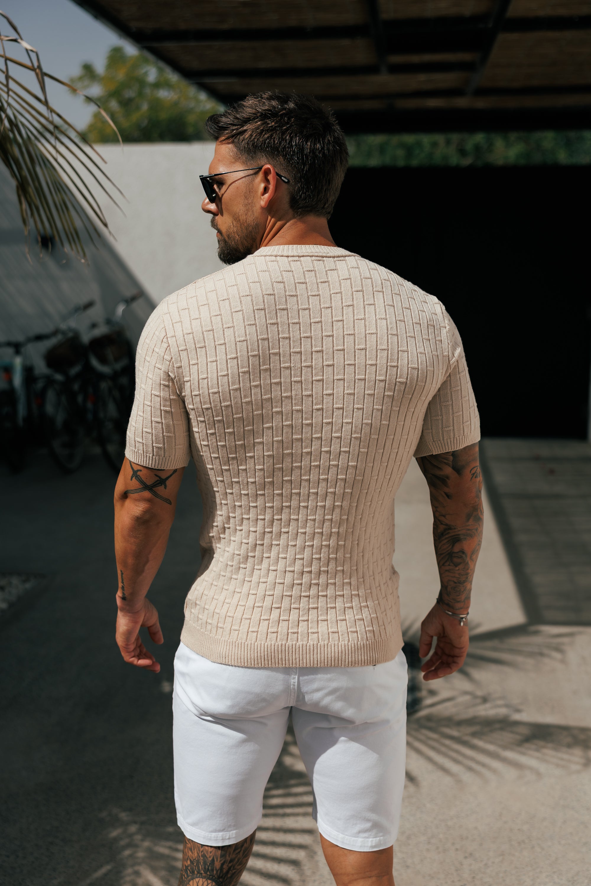 Stone Viscose Knitted Short Sleeve T-Shirt - FSJ161