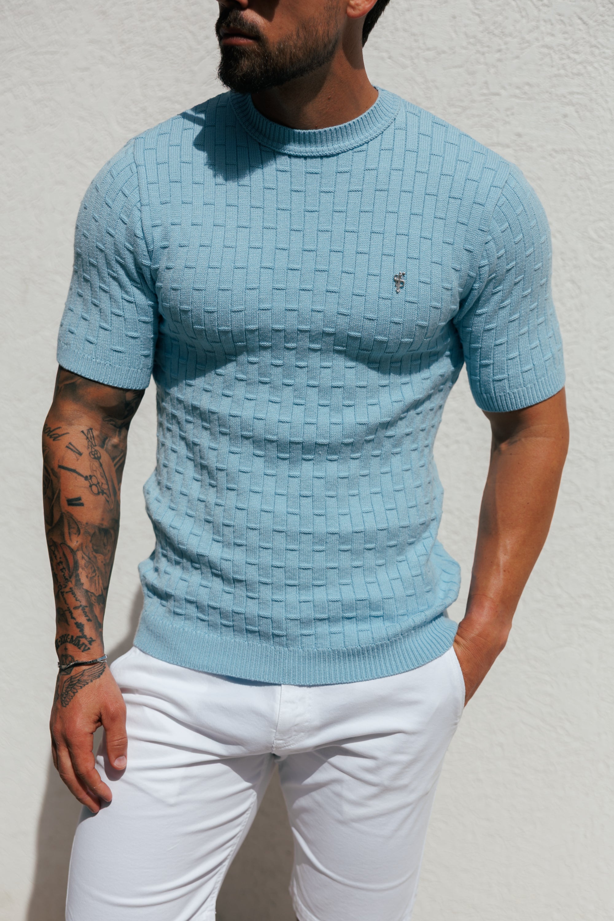Grid Knitted SS T-shirt