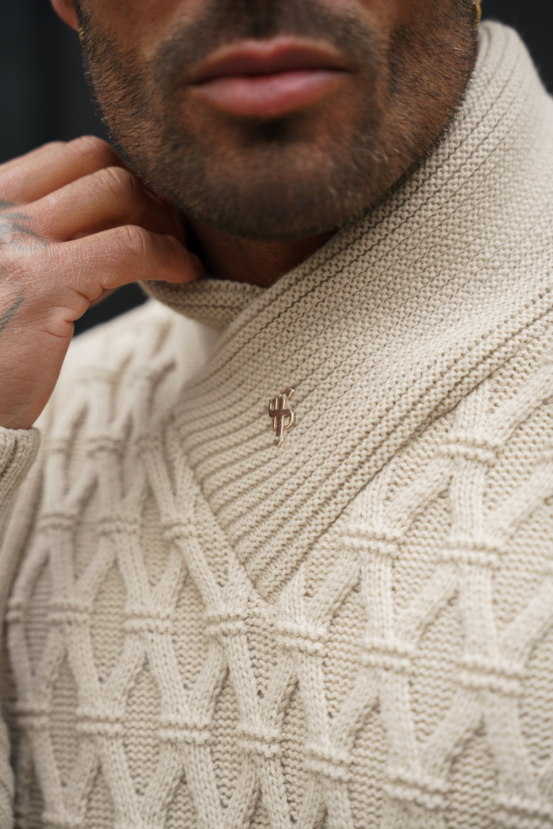 Father Sons Chunky Cable Knit Beige Sweater - FSJ062