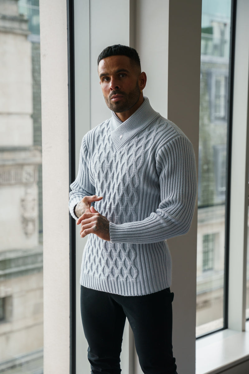 Father Sons Chunky Cable Knit Cop Grey Sweater - FSJ064