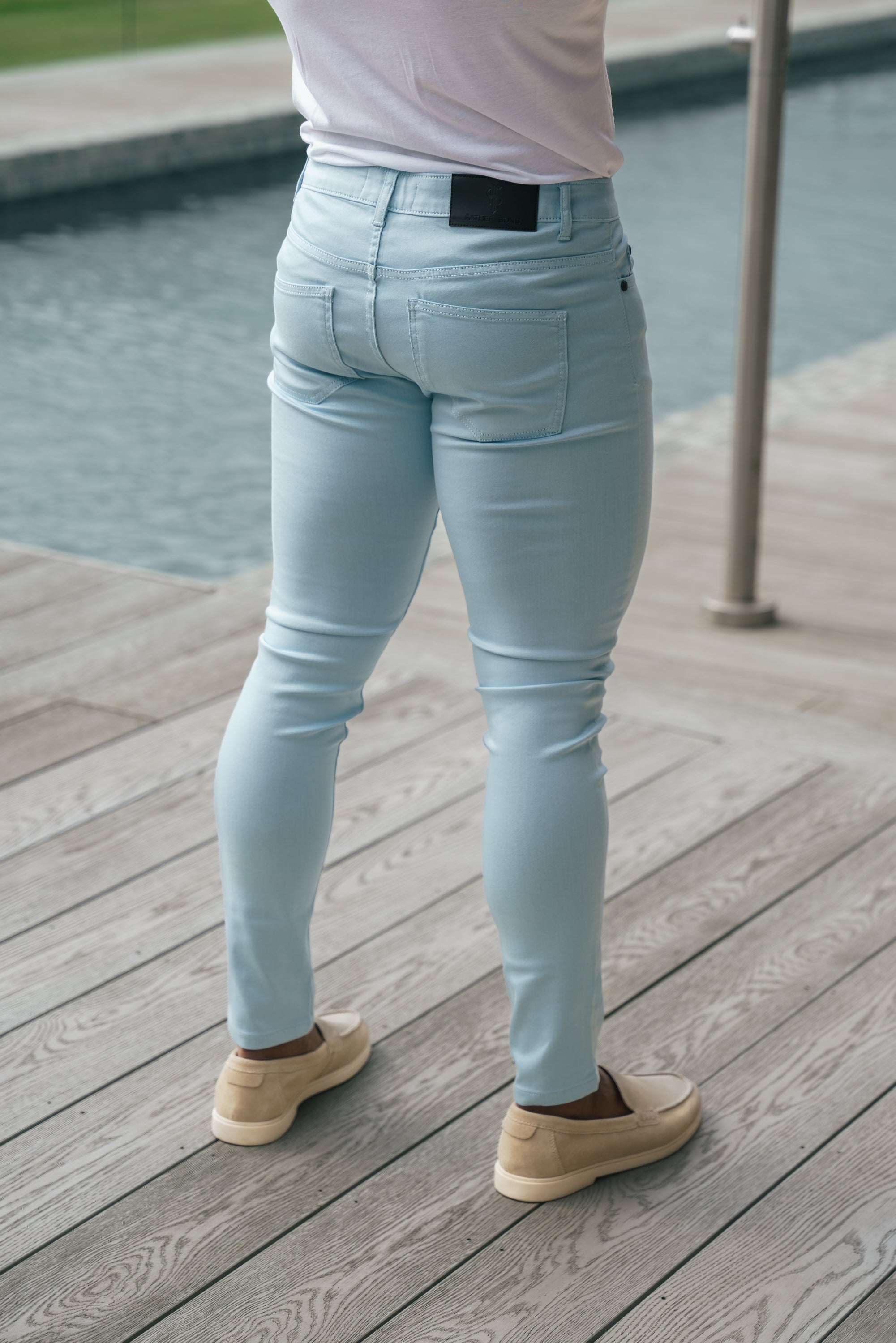 FS Slim Stretch Pale Blue Sateen Pants - FSH1147